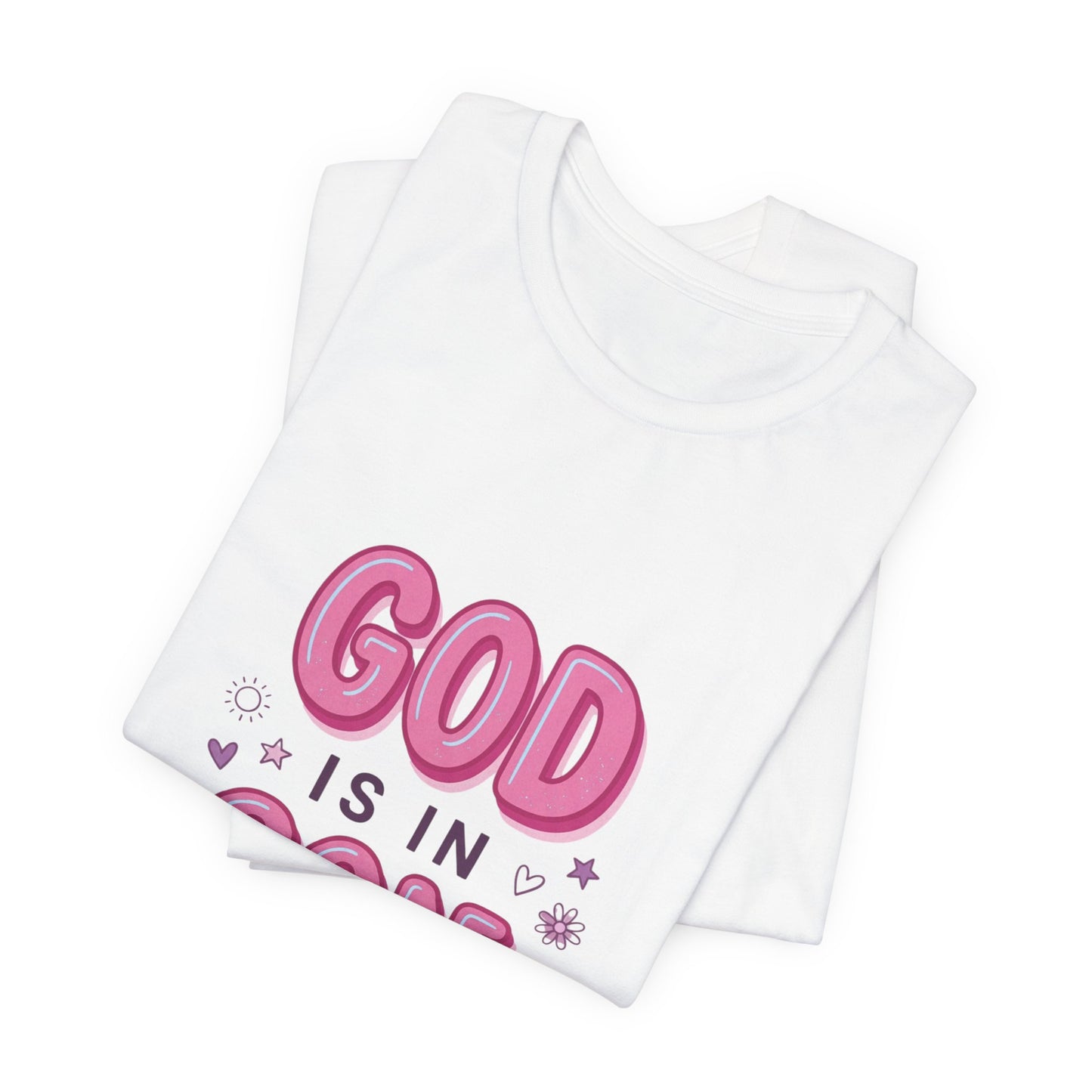 God Is In Control Tee | Christian faith shirt, playful rainbow script