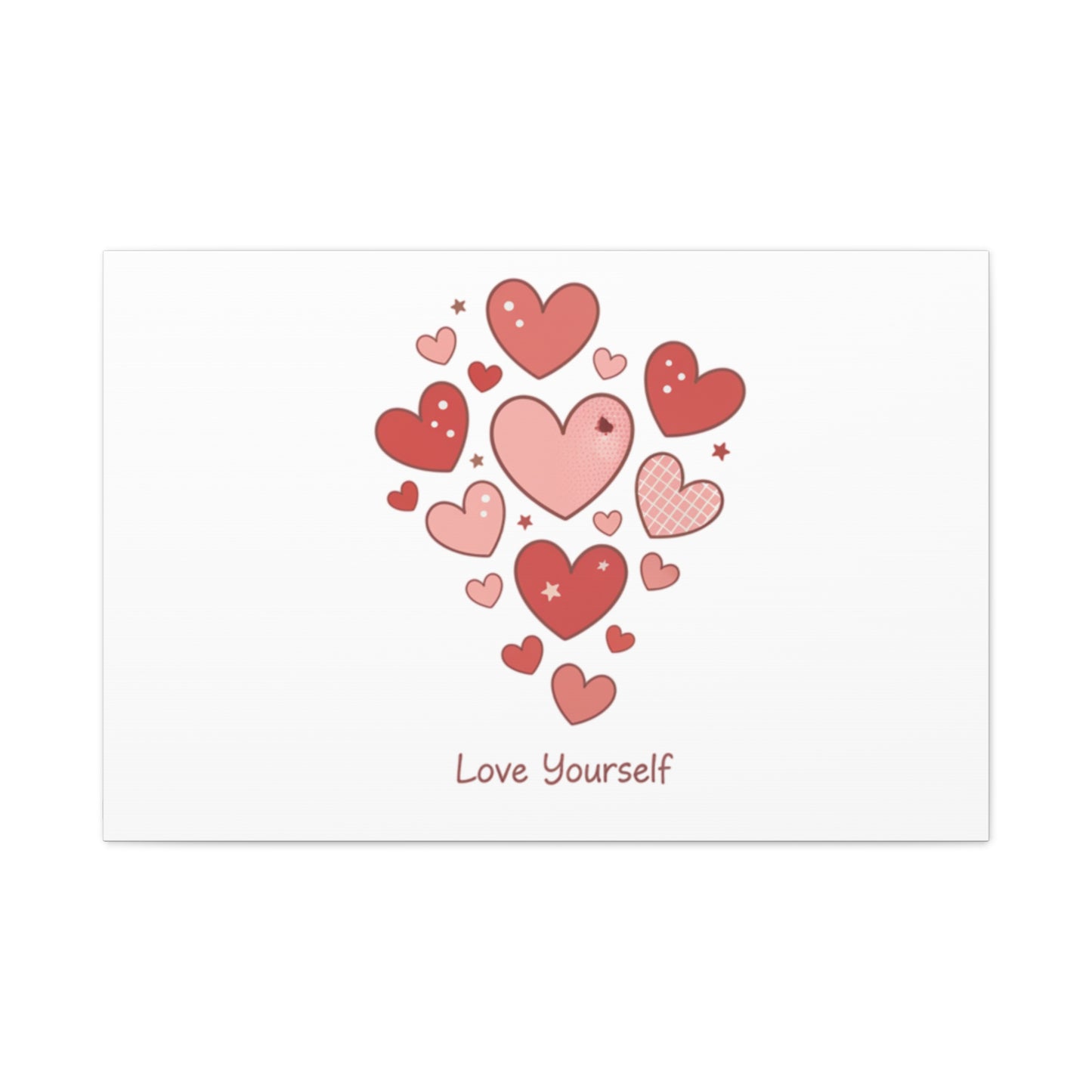 Love Yourself Canvas Wall Art — Watercolor Hearts Inspirational Home Decor