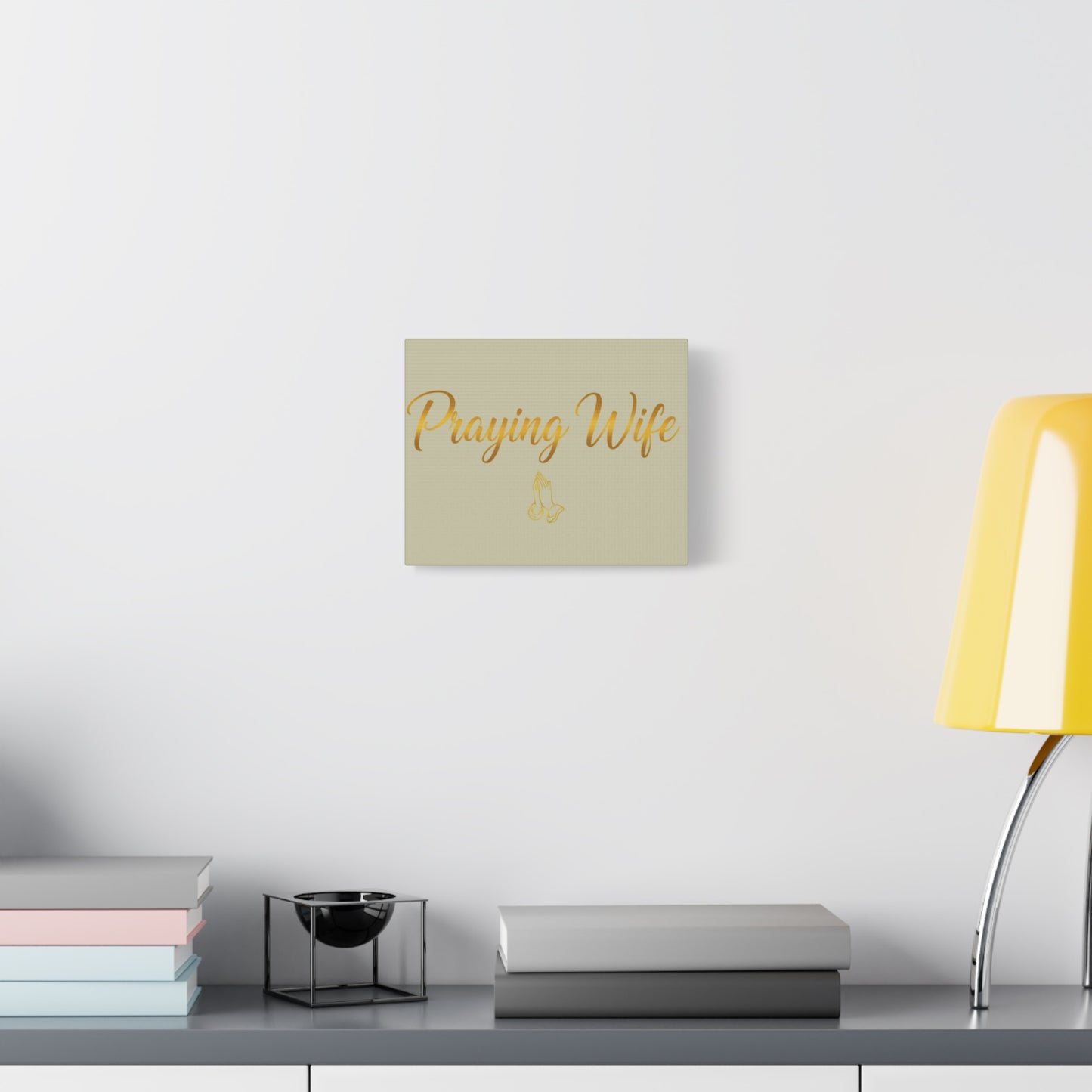 Praying Wife Canvas Wall Art – Gold Script Religious Home Decor