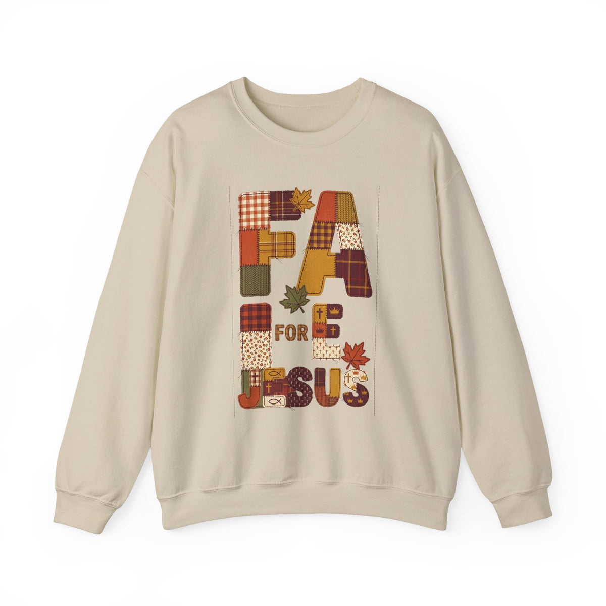 Fall Patchwork "Fae for Jesus" Crewneck Sweatshirt | Thanksgiving Harvest