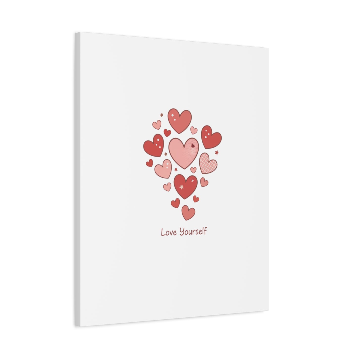 Love Yourself Canvas Wall Art — Watercolor Hearts Inspirational Home Decor
