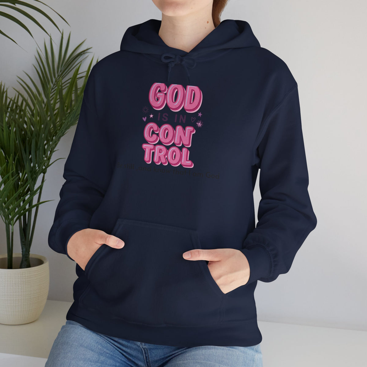 God Is in Control Hoodie | Christian Rainbow Script, Playful Faith Apparel