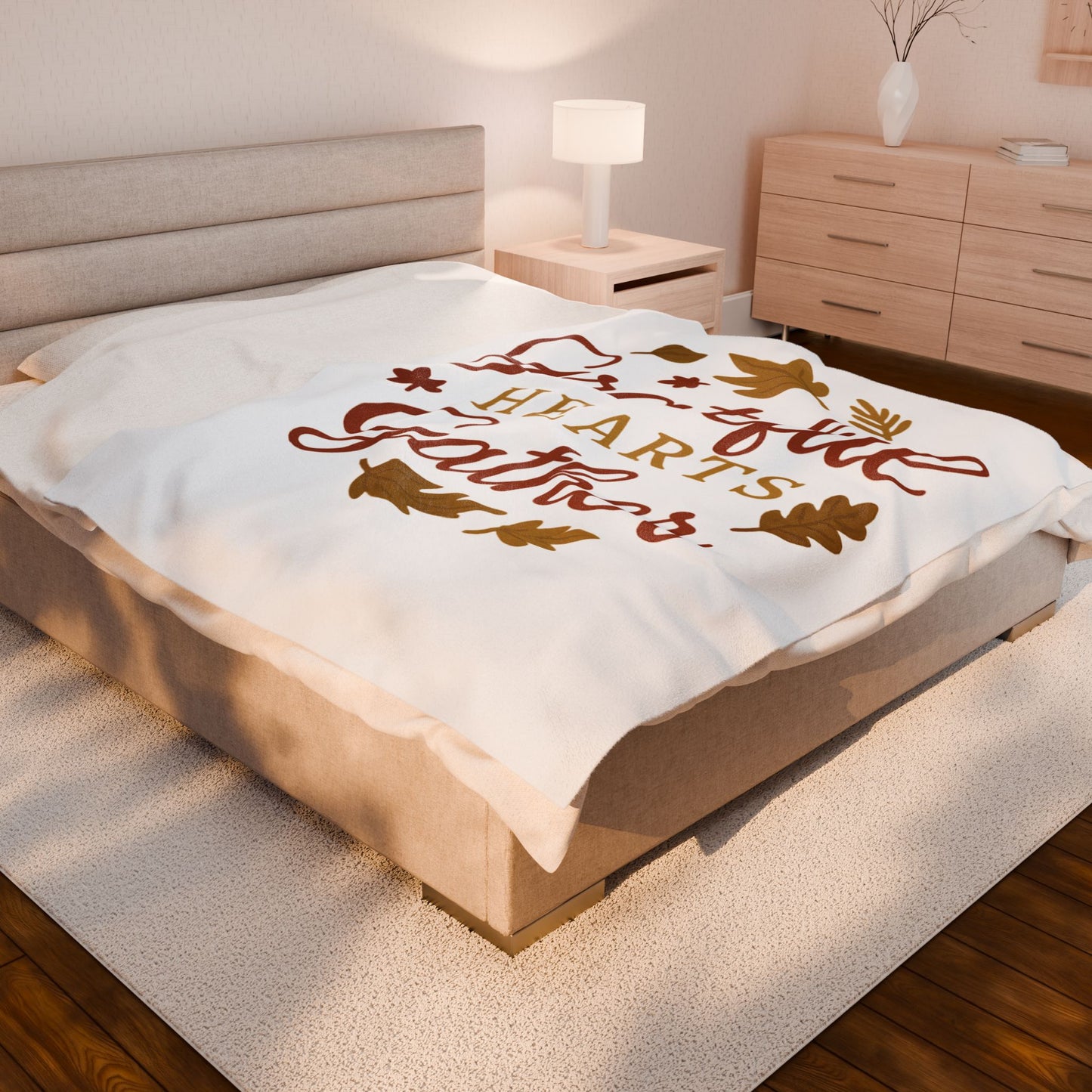 Grateful Hearts Gather Velveteen Plush Blanket