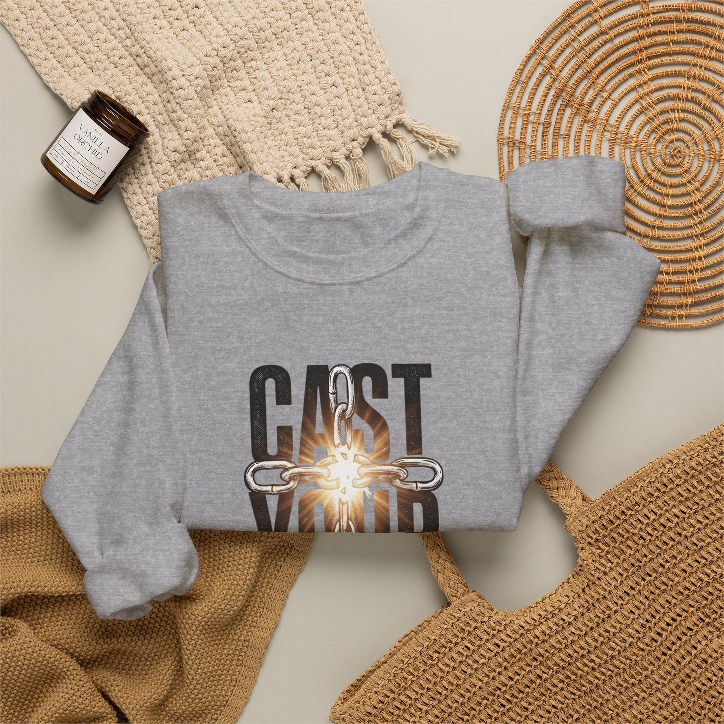 Cast Your Cares Crewneck Sweatshirt | Christian Streetwear, Scripture Graphic