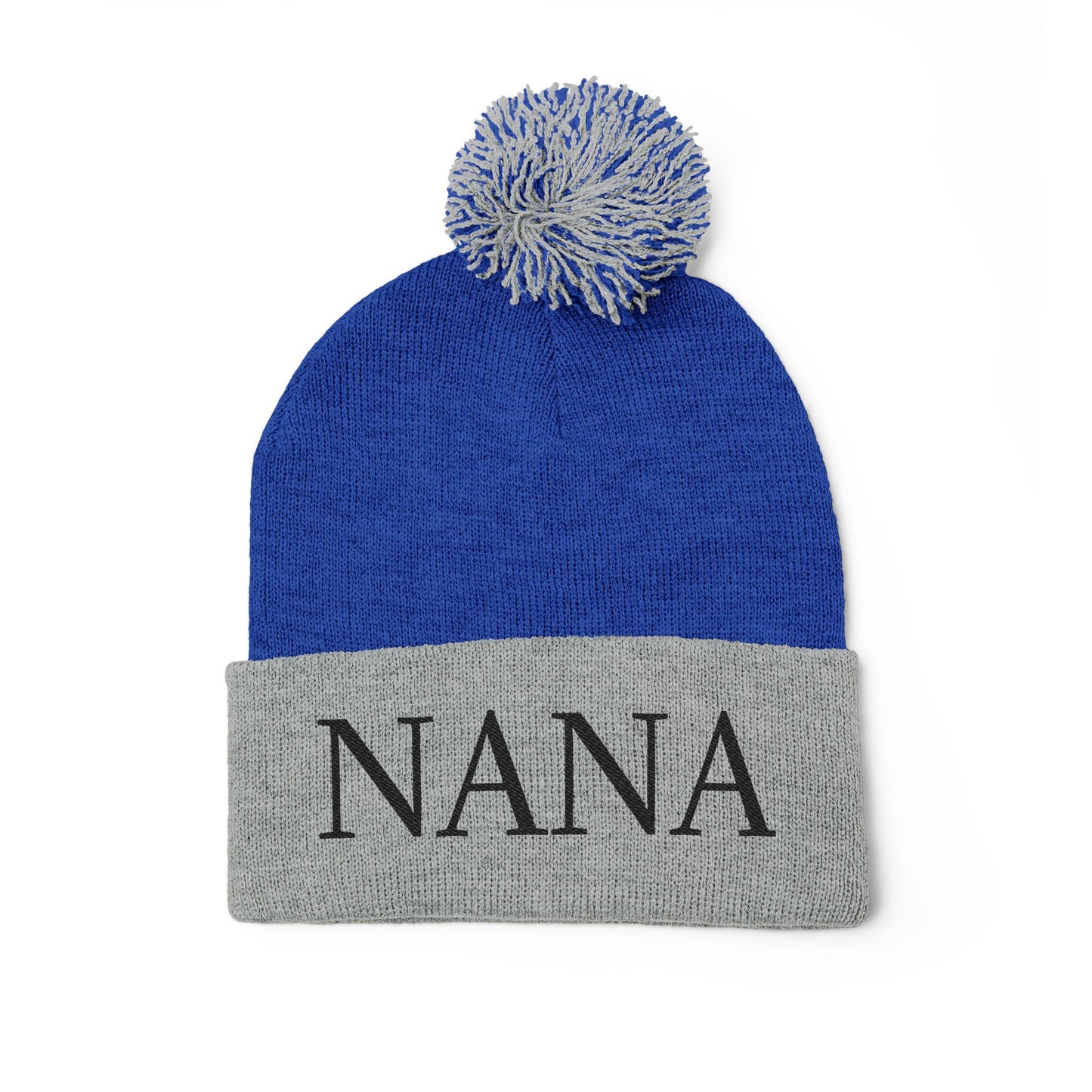 Nana Embroidered Pom-Pom Beanie – Cozy Knit Winter Hat, Ideal Grandma Gift