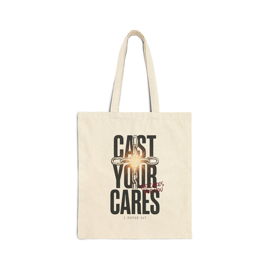 Cast Your Cares Tote | Christian Streetwear, Scripture Graphic Canvas