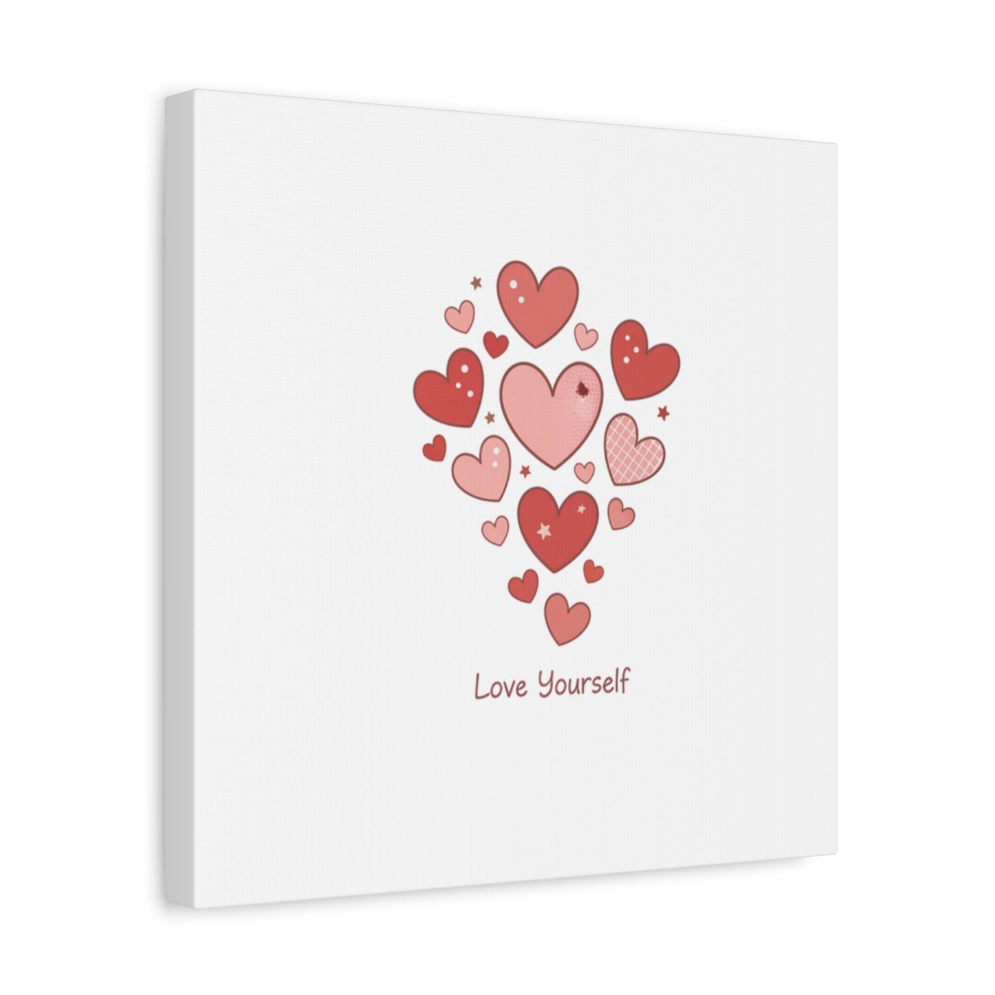 Love Yourself Canvas Wall Art — Watercolor Hearts Inspirational Home Decor