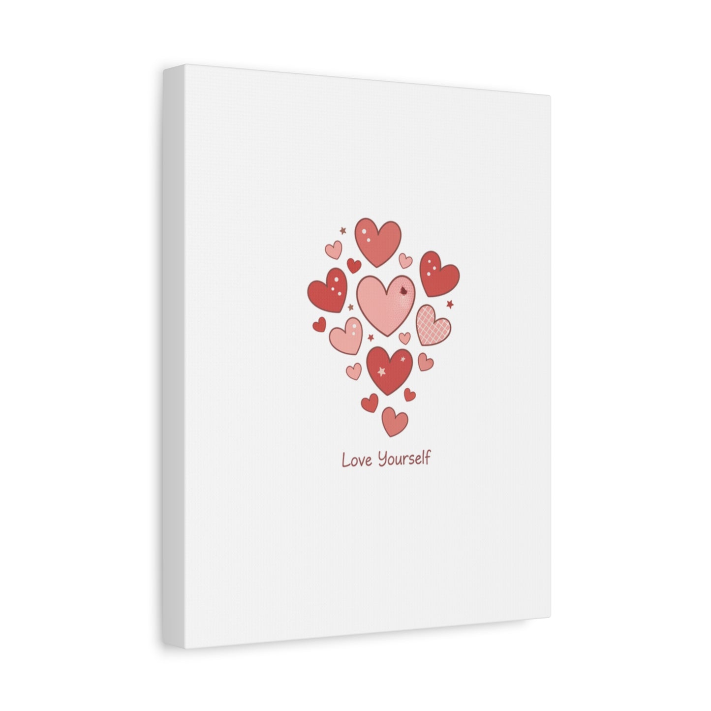 Love Yourself Canvas Wall Art — Watercolor Hearts Inspirational Home Decor