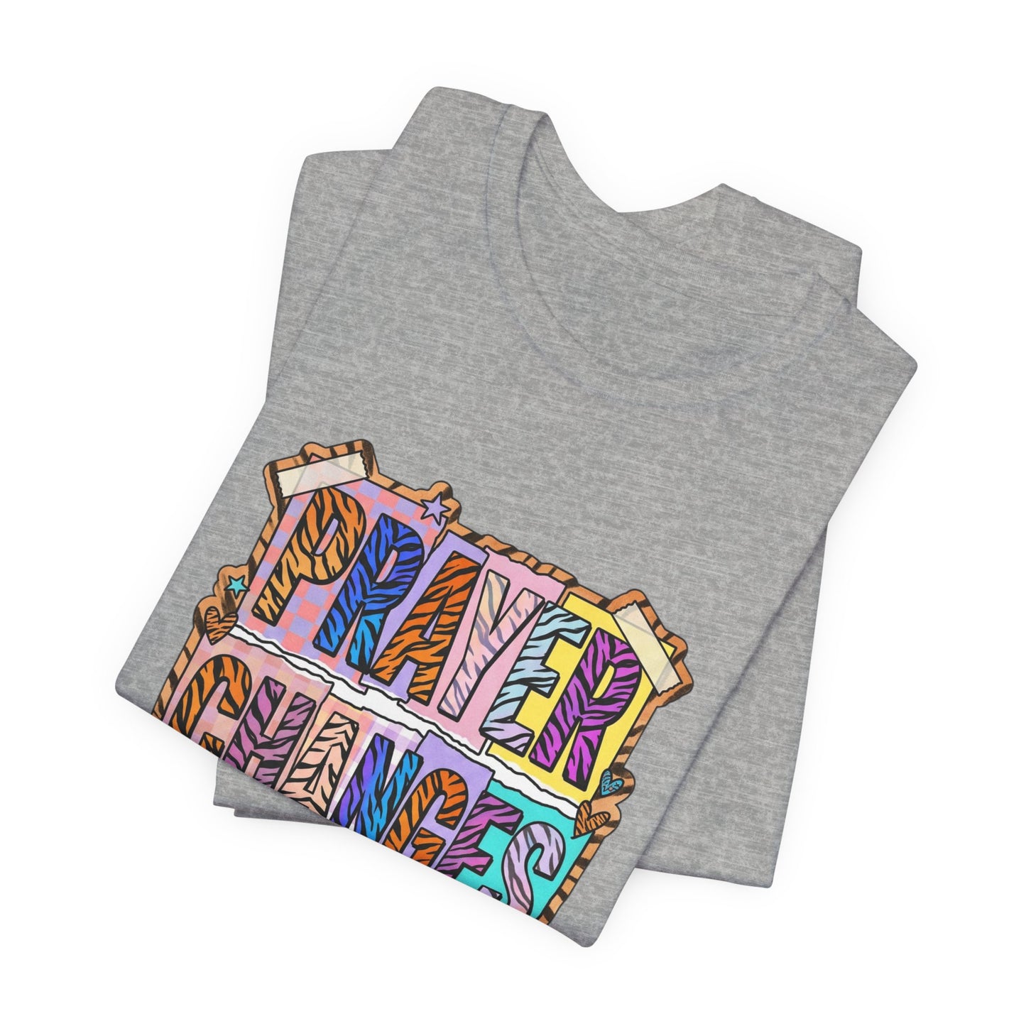 Prayer Changes Things Tee | Christian Rainbow Scripture, Playful Mixed-Font Faith Shirt