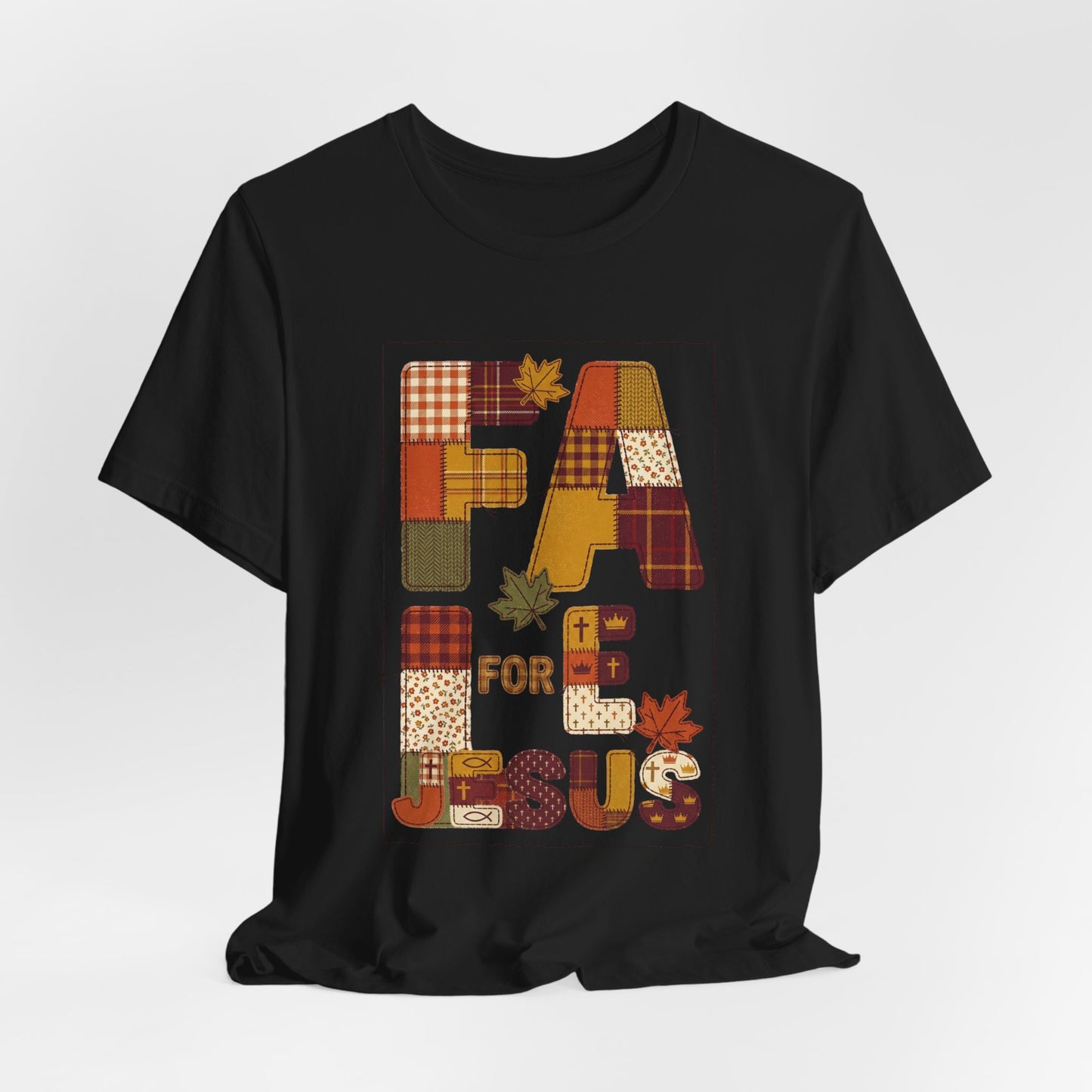 Fall Patchwork "Fall for Jesus" Tee | Thanksgiving, Autumn Leaves