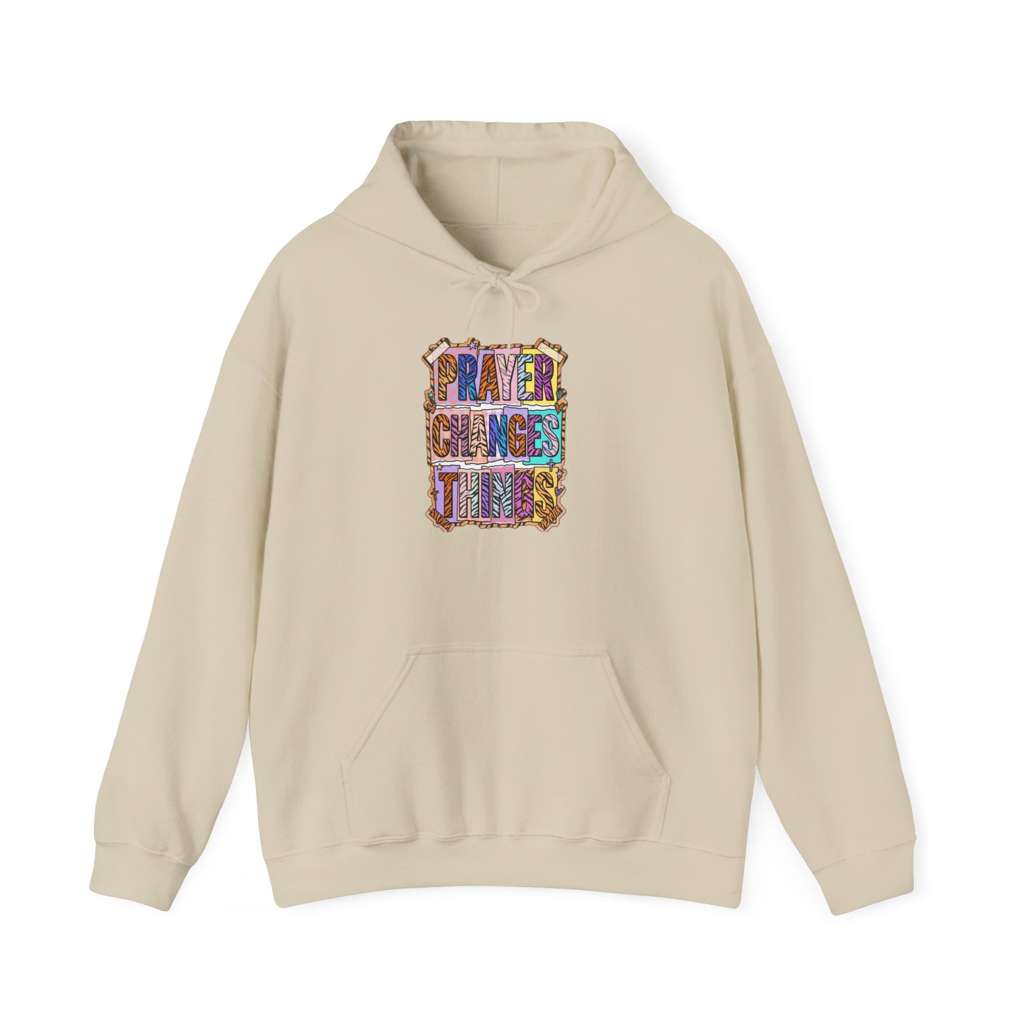 Prayer Changes Things Hoodie | Christian Rainbow Scripture Design