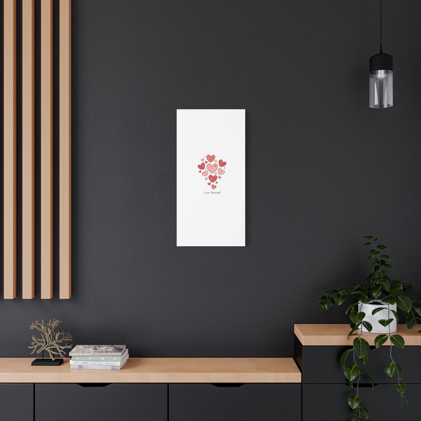 Love Yourself Canvas Wall Art — Watercolor Hearts Inspirational Home Decor