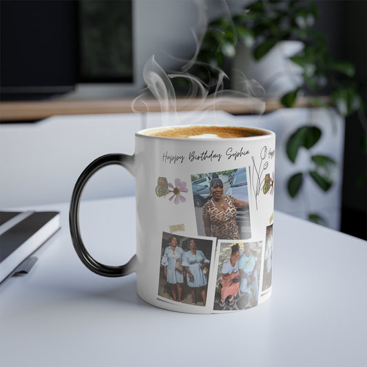 Color Morphing Mug for Celebrations, Personalized Gift for Birthdays, Heat Sensitive Cup, Custom Photo Mug, Unique Drinkware