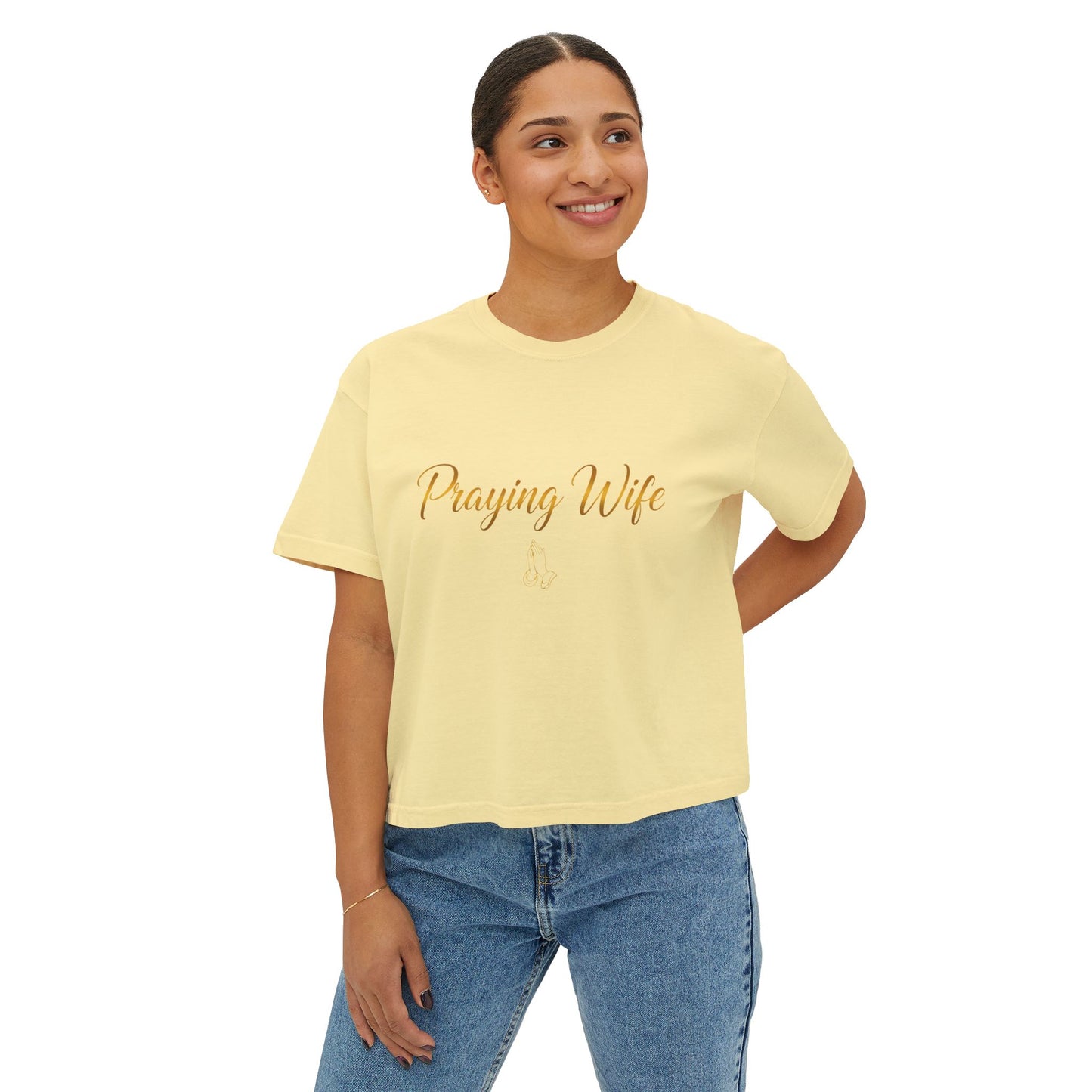 Praying Wife Boxy Tee — Spiritual Christian Shirt for Faithful Wives