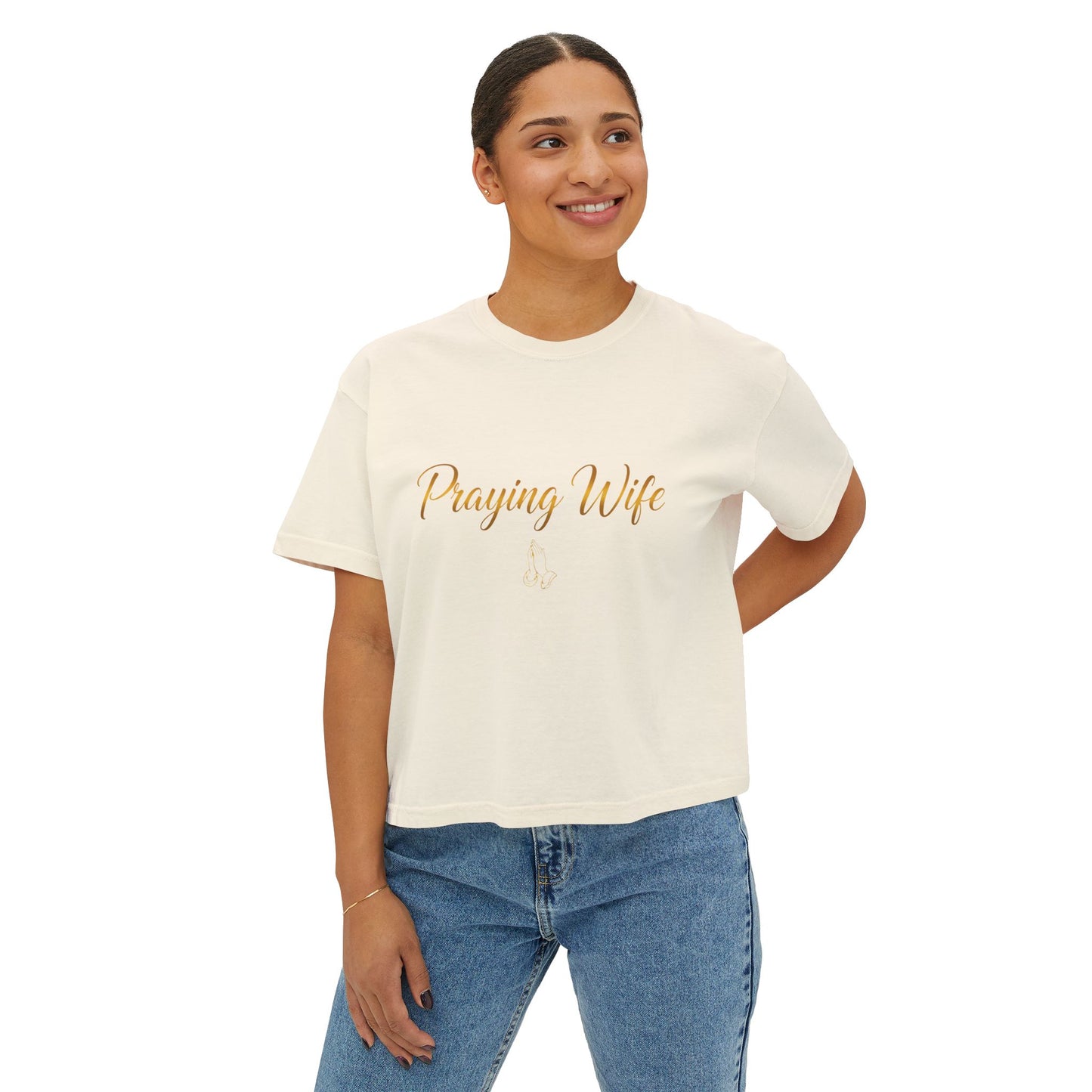 Praying Wife Boxy Tee — Spiritual Christian Shirt for Faithful Wives
