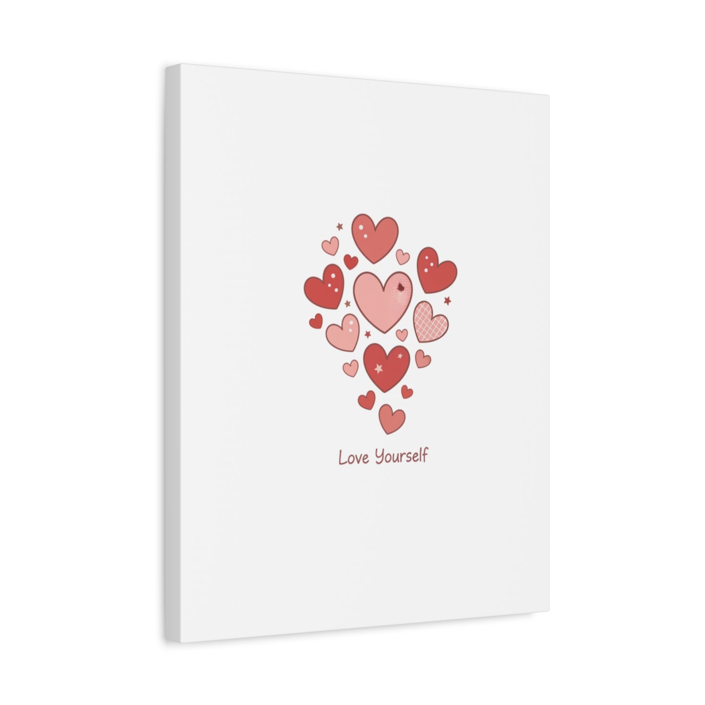 Love Yourself Canvas Wall Art — Watercolor Hearts Inspirational Home Decor
