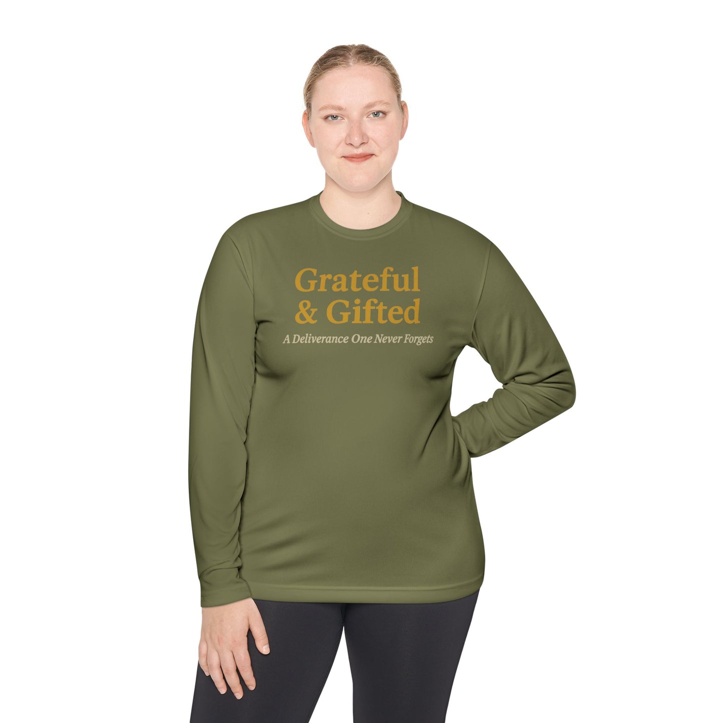Grateful & Gifted Long Sleeve Tee | Inspirational Gift, Unisex Shirt, Perfect for Celebrations, Casual Wear, Thoughtful Present