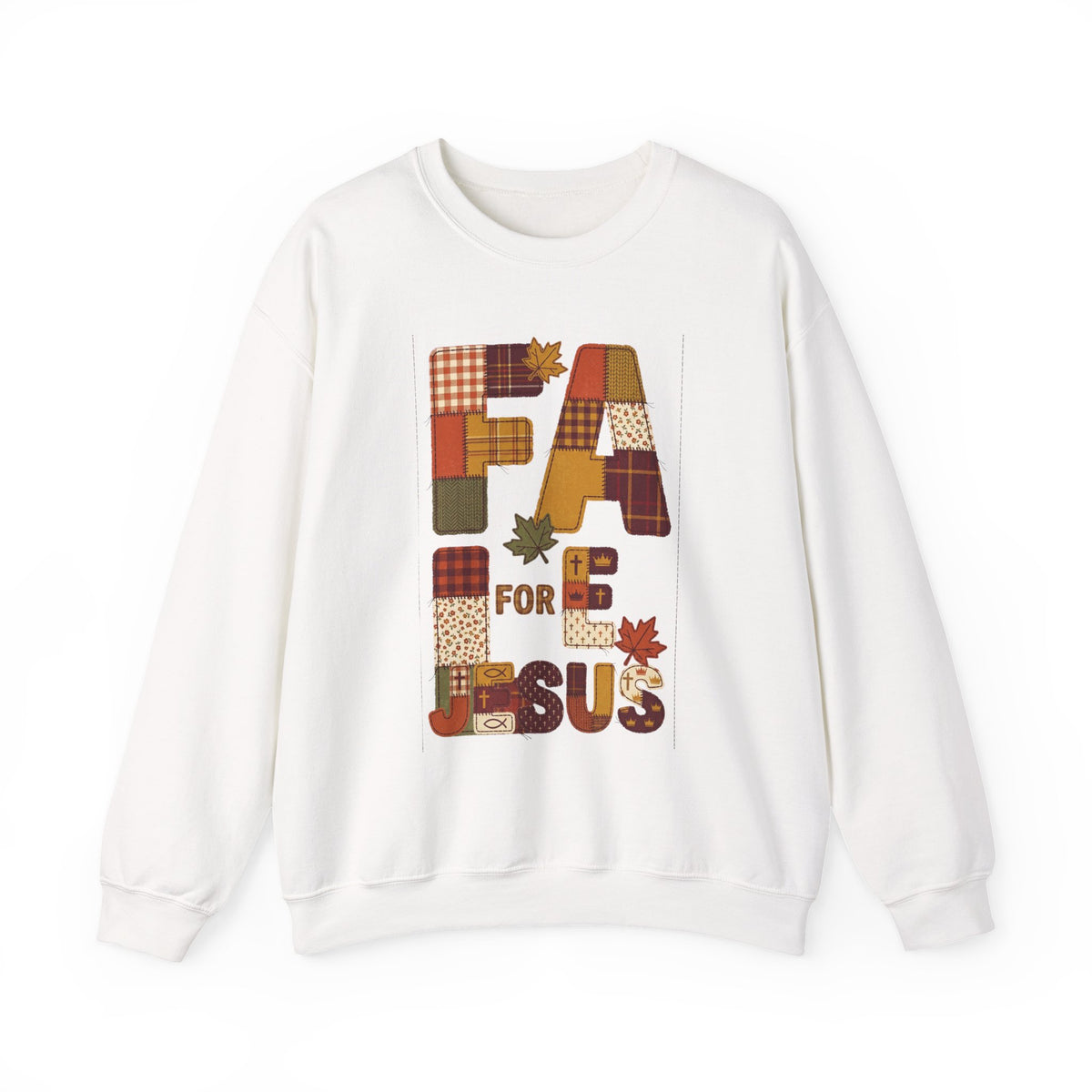 Fall Patchwork "Fae for Jesus" Crewneck Sweatshirt | Thanksgiving Harvest