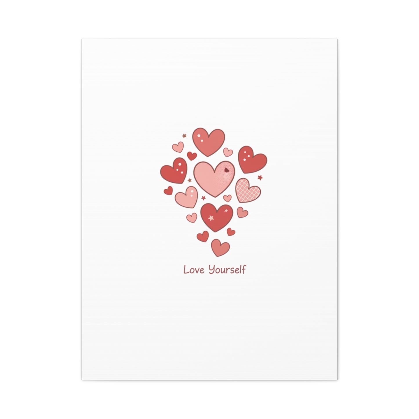 Love Yourself Canvas Wall Art — Watercolor Hearts Inspirational Home Decor