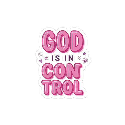 God Is In Control Sticker | Christian faith, playful rainbow script