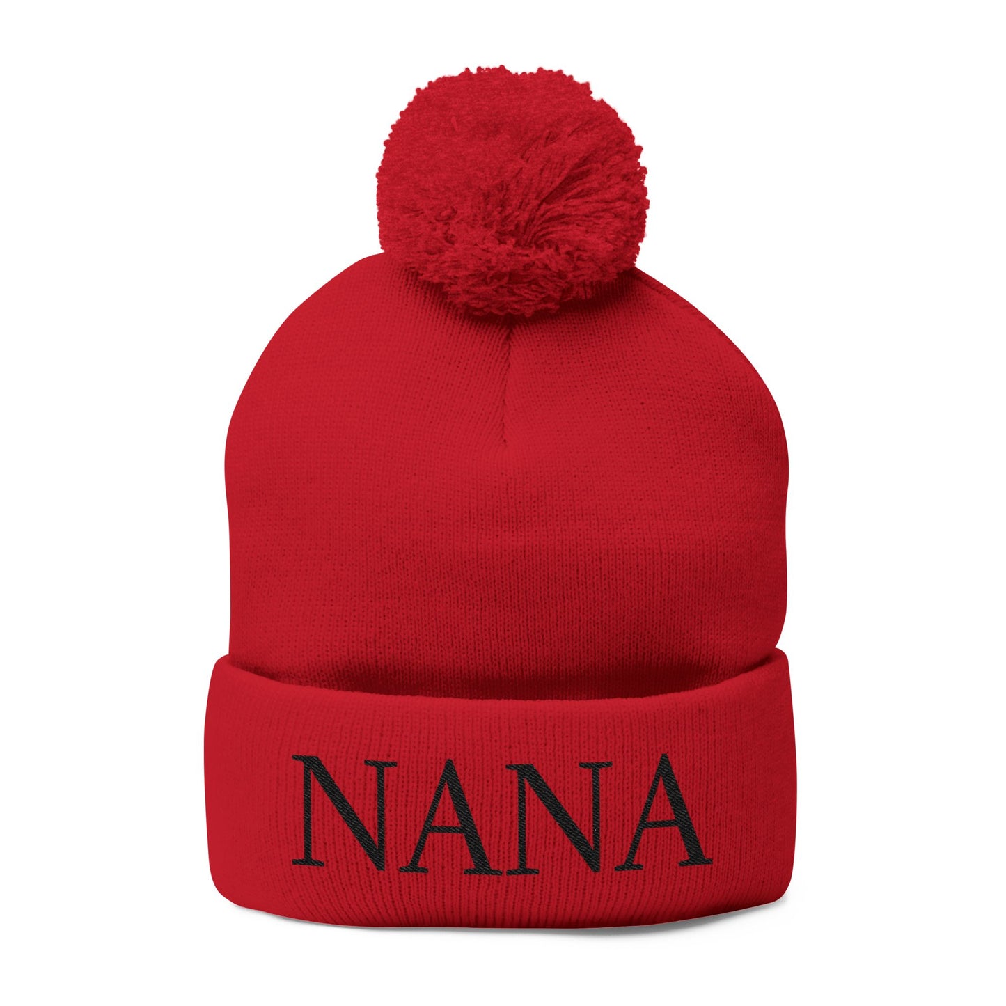 Nana Embroidered Pom-Pom Beanie – Cozy Knit Winter Hat, Ideal Grandma Gift