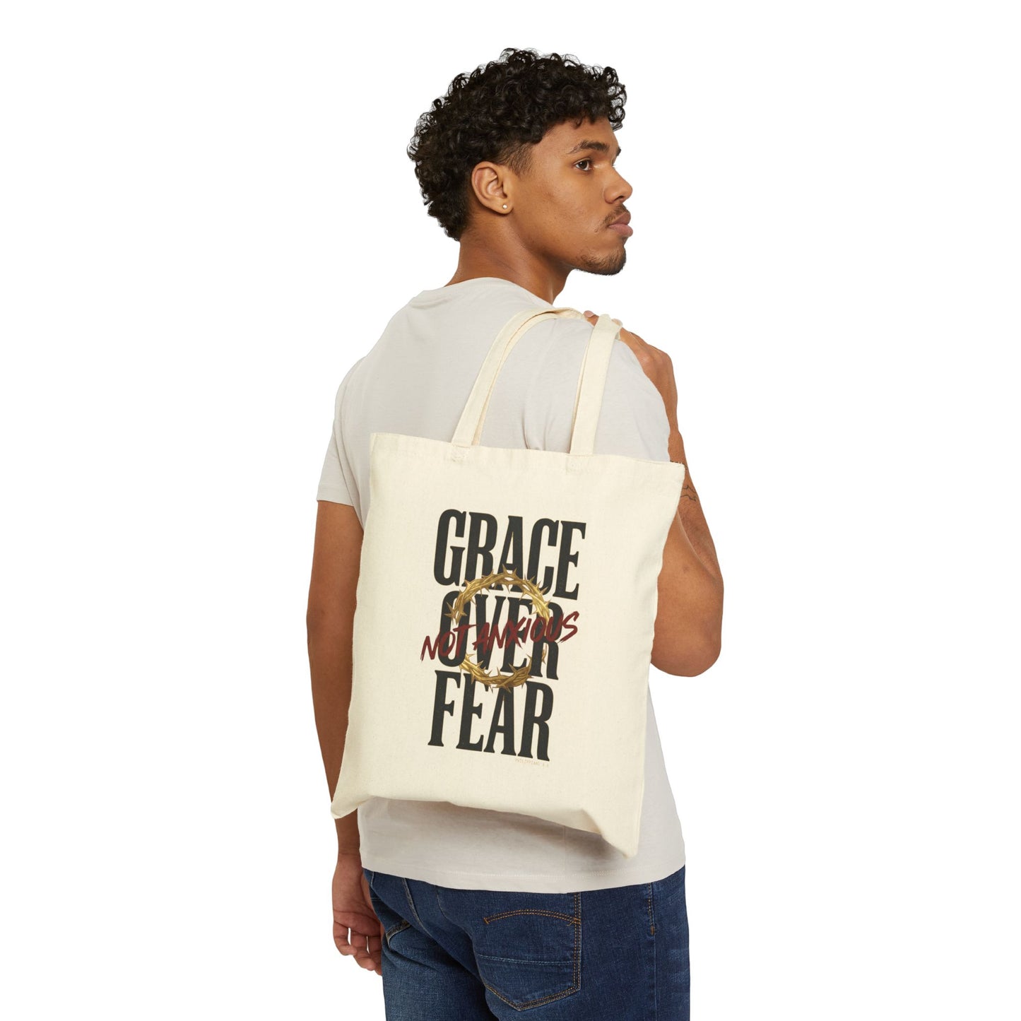 Grace Over Fear Tote | Christian Streetwear, Scripture Typography