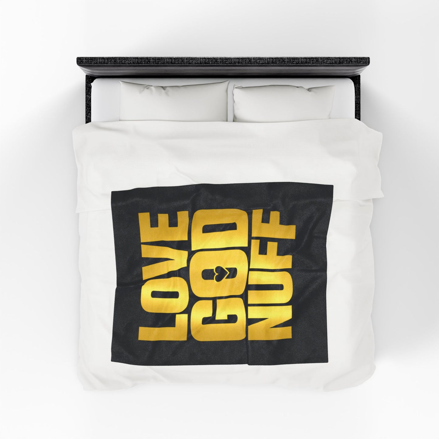 Love God Nuff Velveteen Plush Blanket — Gold Typography Christian Throw