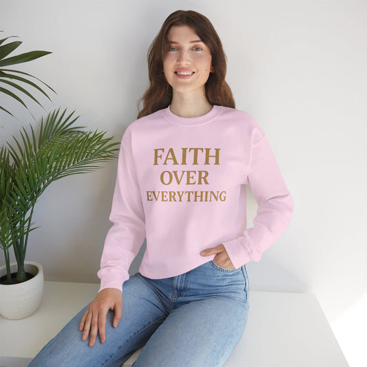 Faith Over Everything Crewneck Sweatshirt – Inspirational Christian Pullover