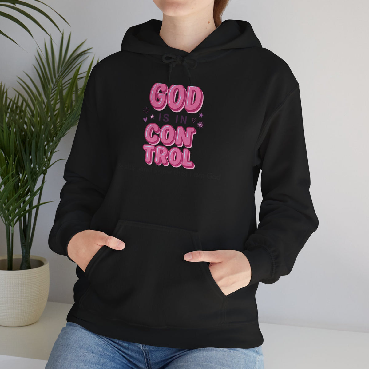 God Is in Control Hoodie | Christian Rainbow Script, Playful Faith Apparel