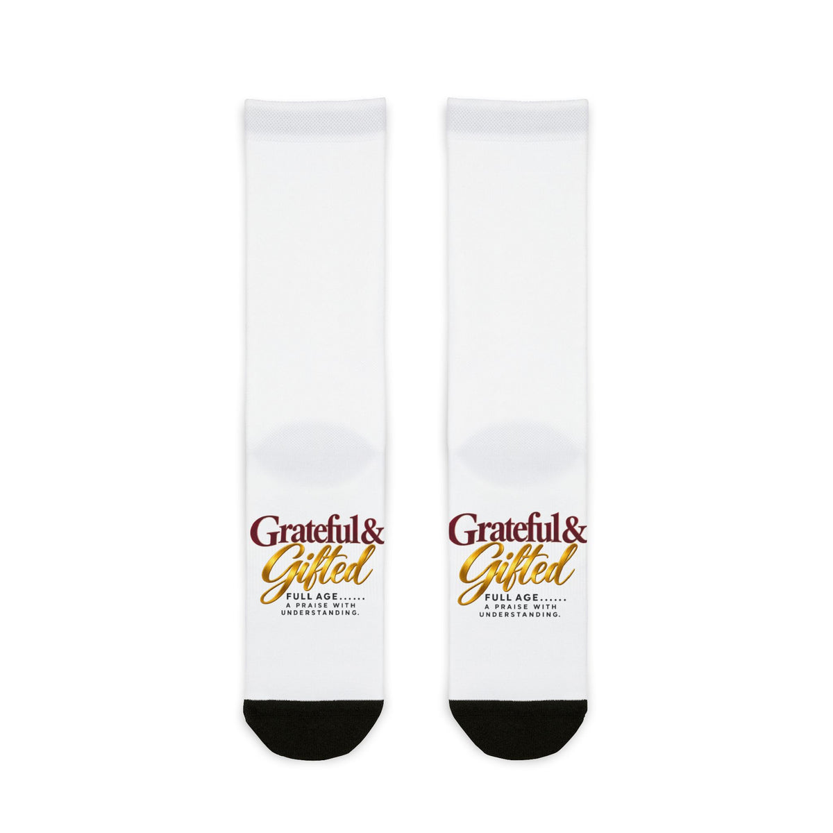 Grateful & Gifted Crew Socks — Inspirational Sublimation Athletic Socks