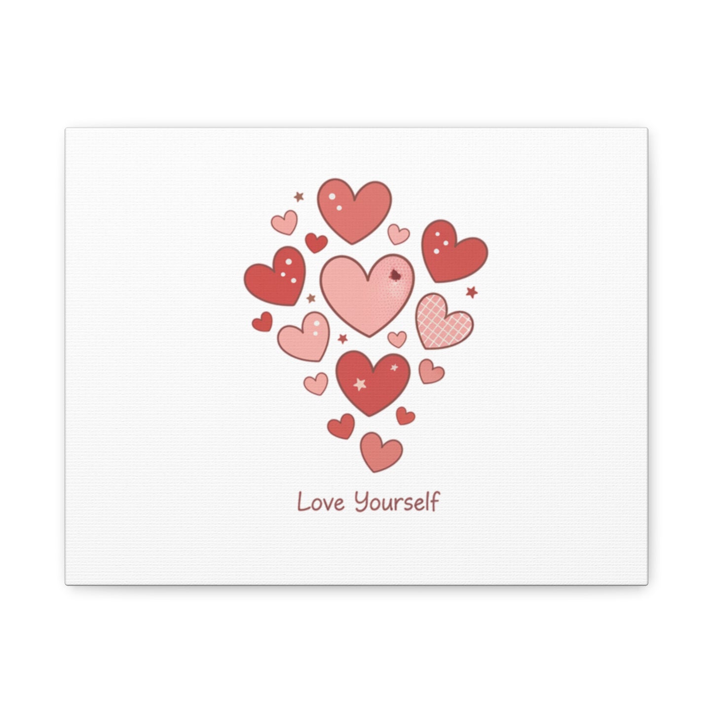Love Yourself Canvas Wall Art — Watercolor Hearts Inspirational Home Decor
