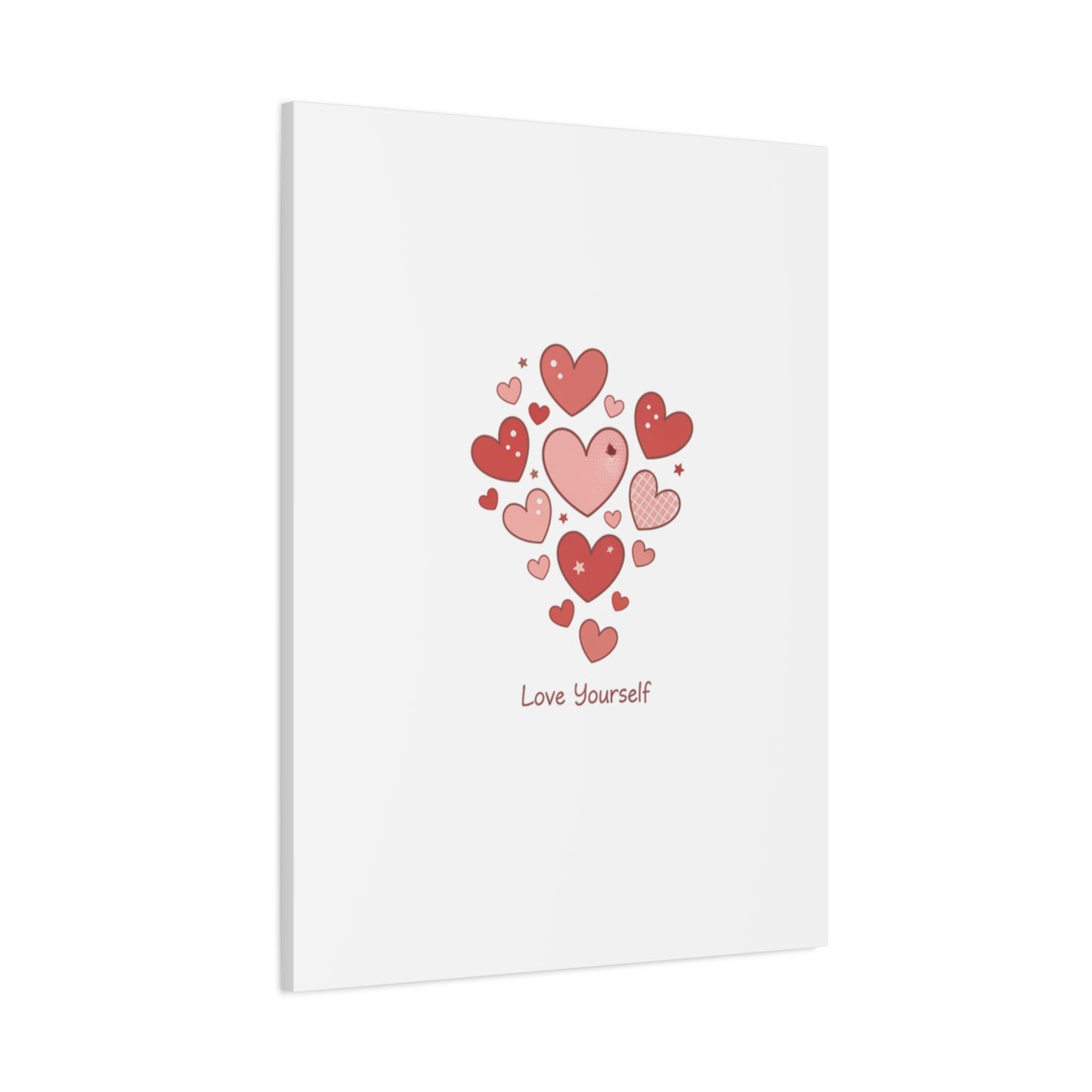 Love Yourself Canvas Wall Art — Watercolor Hearts Inspirational Home Decor