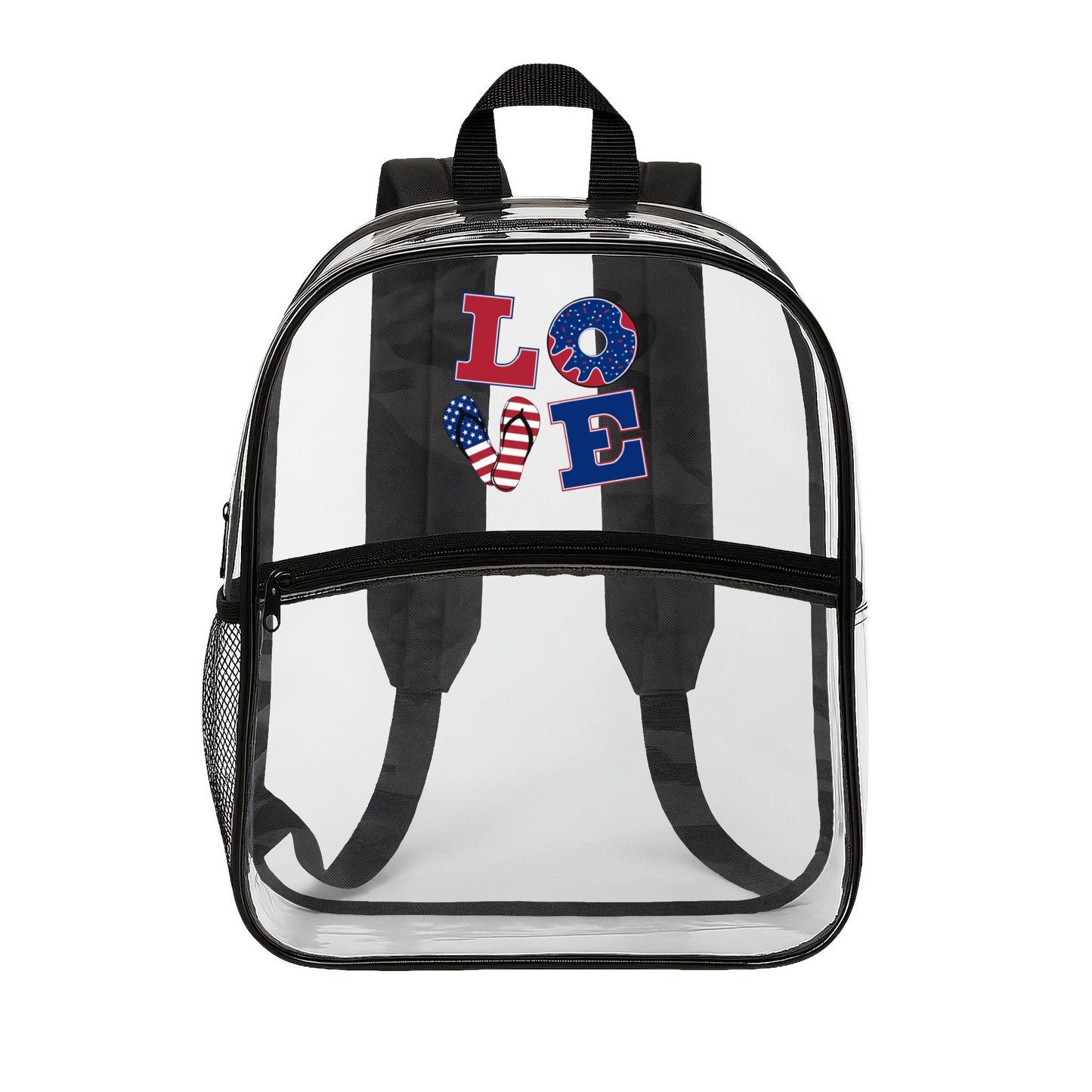 Clear Backpack — 'LOVE' Americana Clear School Bag