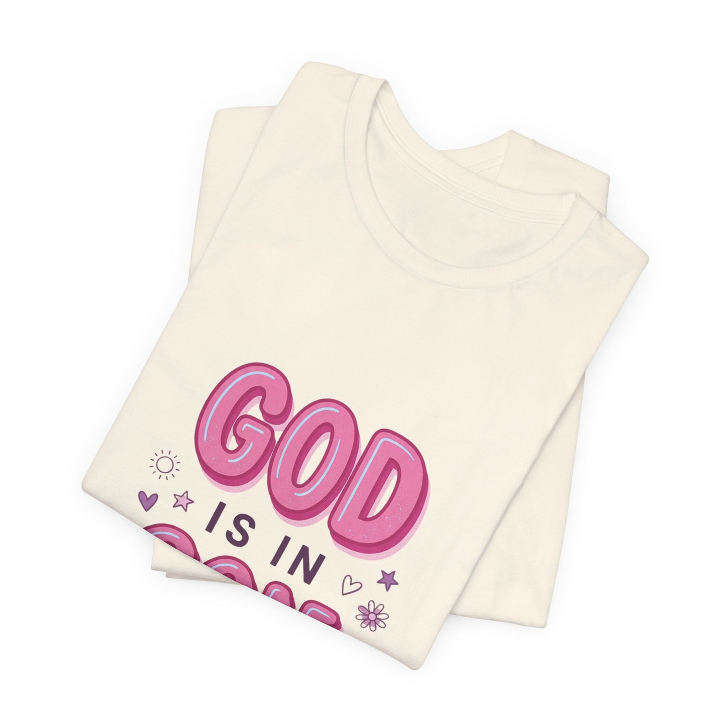 God Is In Control Tee | Christian faith shirt, playful rainbow script