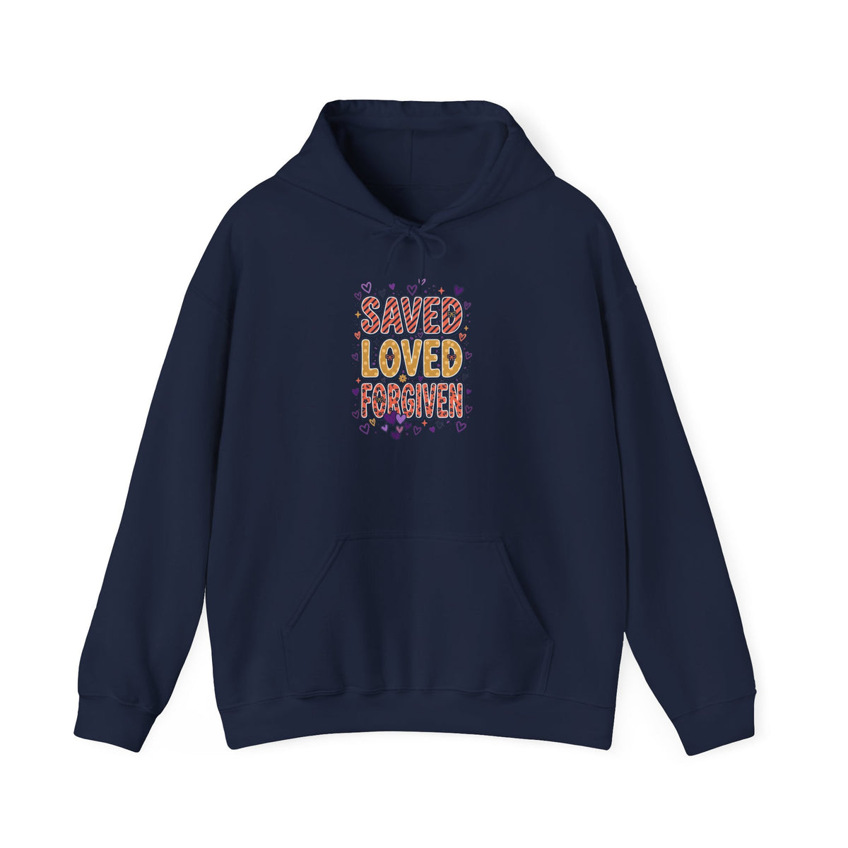 Saved Loved Praised hoodie | Christian rainbow scripture design