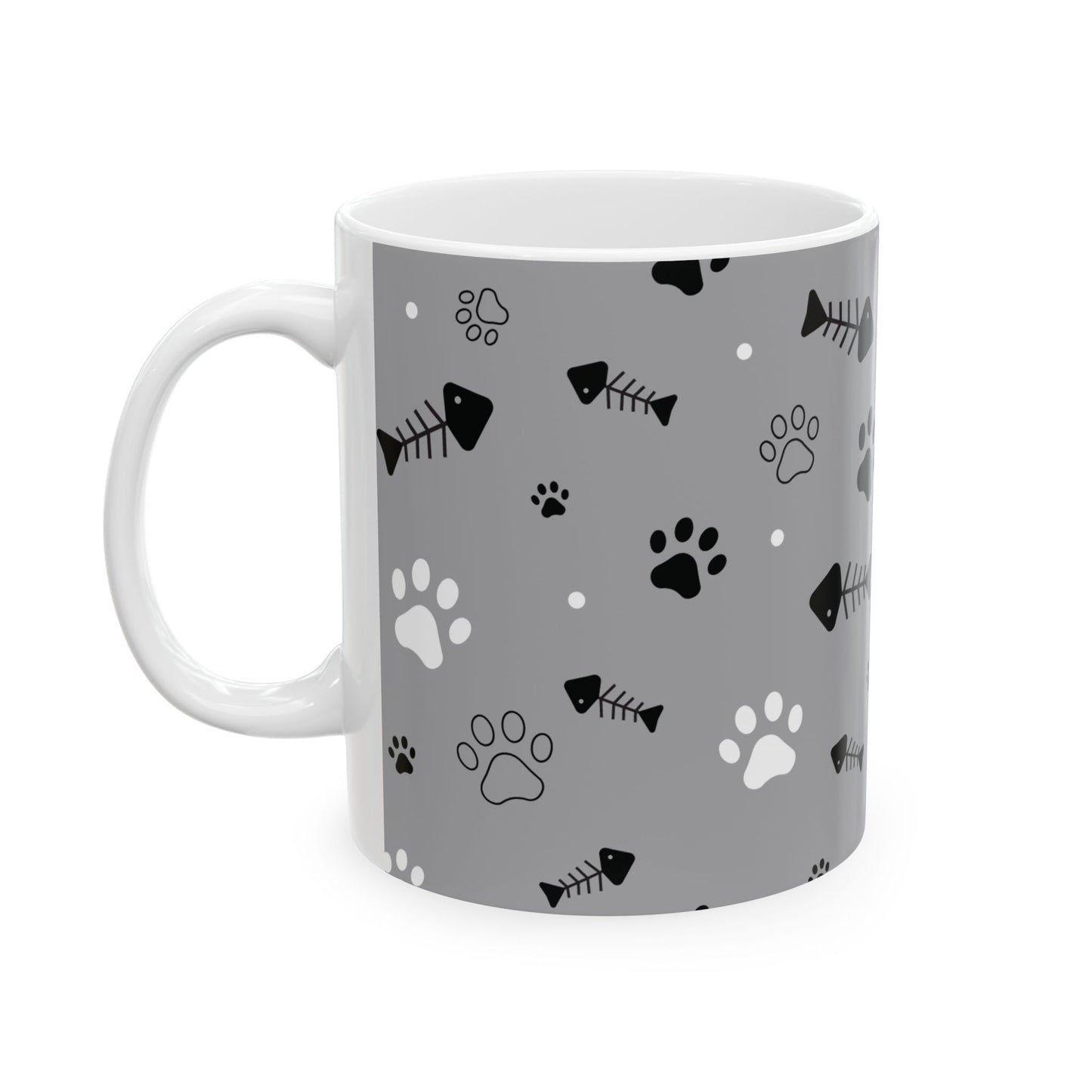 Fish Bone Ceramic Mug, (11oz, 15oz), Fish Bone Coffee Mug,