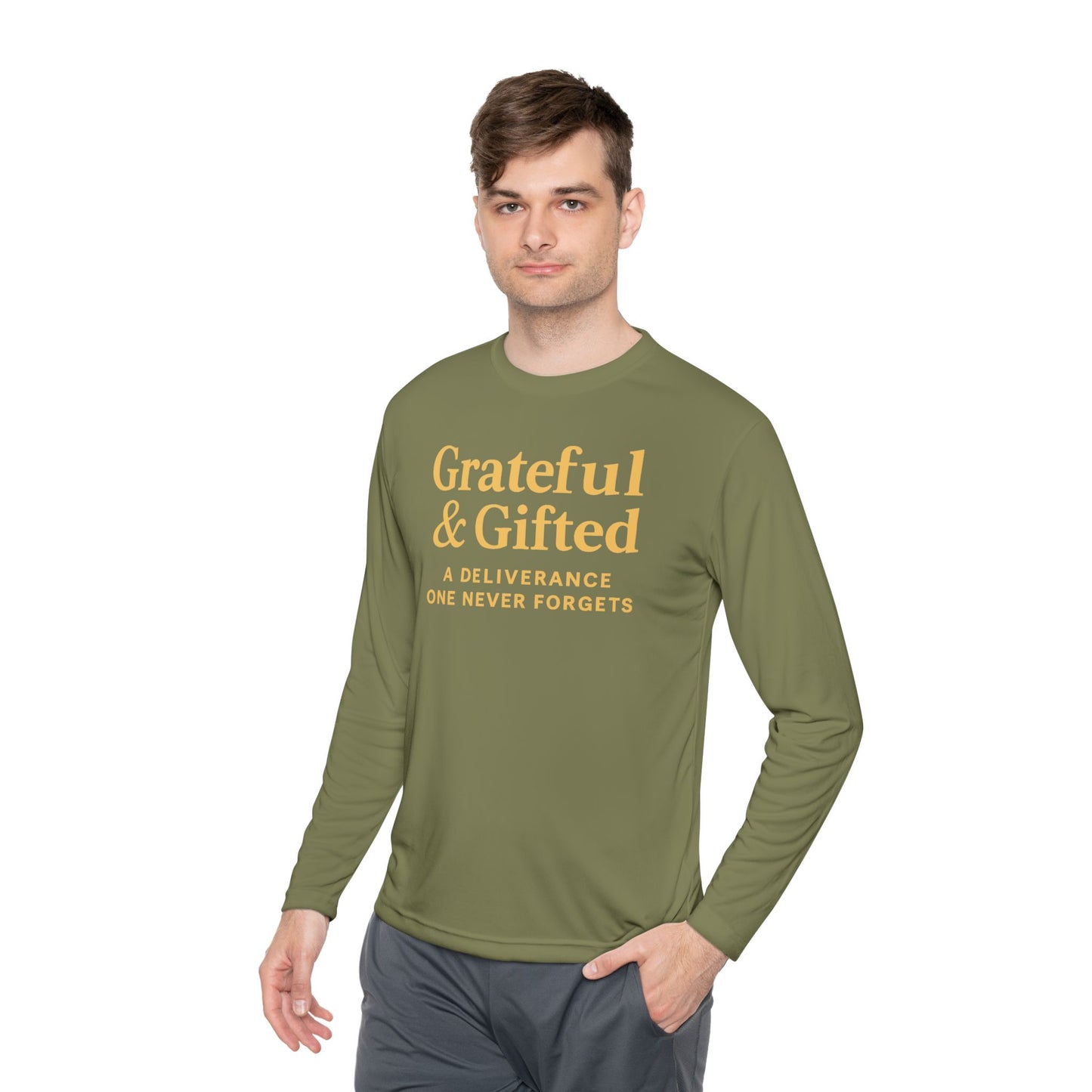 Grateful & Gifted Long Sleeve Tee | Inspirational Gift, Unisex Shirt, Perfect for Celebrations, Casual Wear, Thoughtful Present