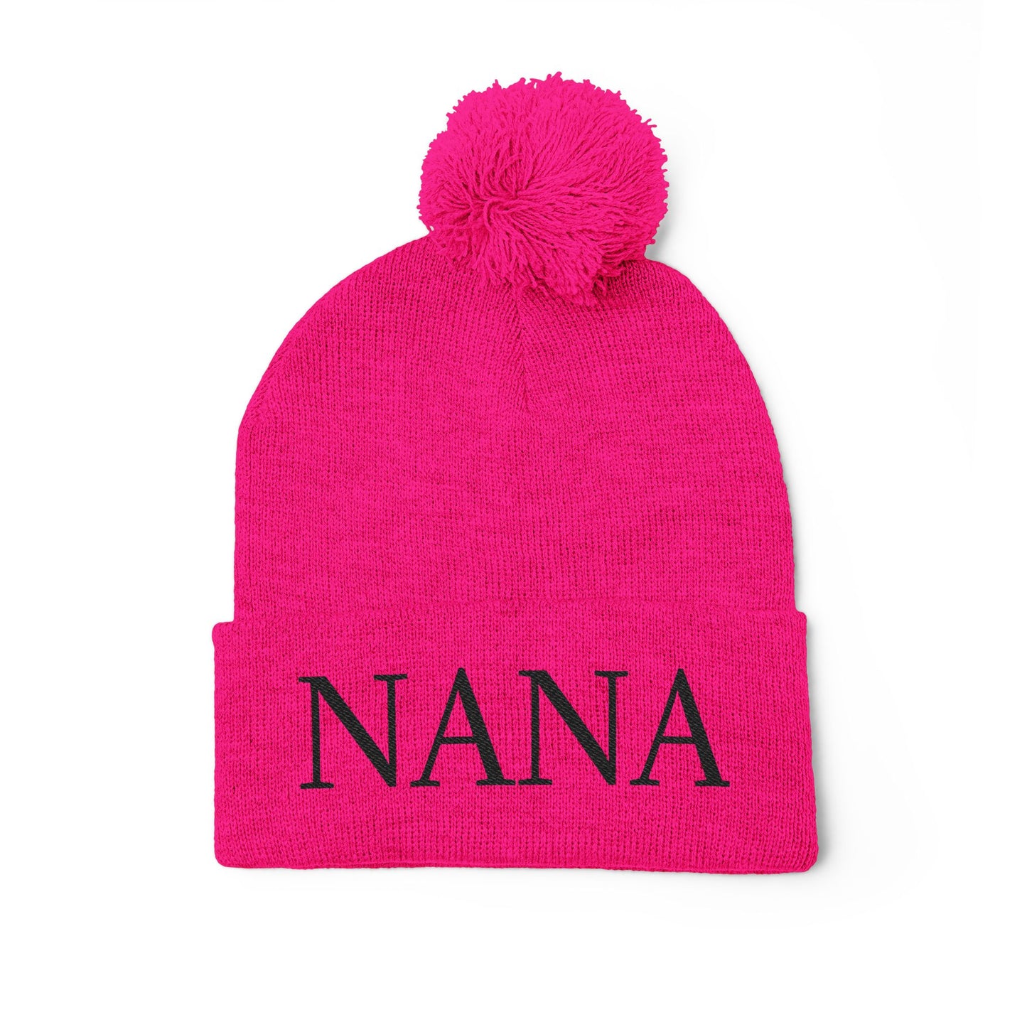 Nana Embroidered Pom-Pom Beanie – Cozy Knit Winter Hat, Ideal Grandma Gift