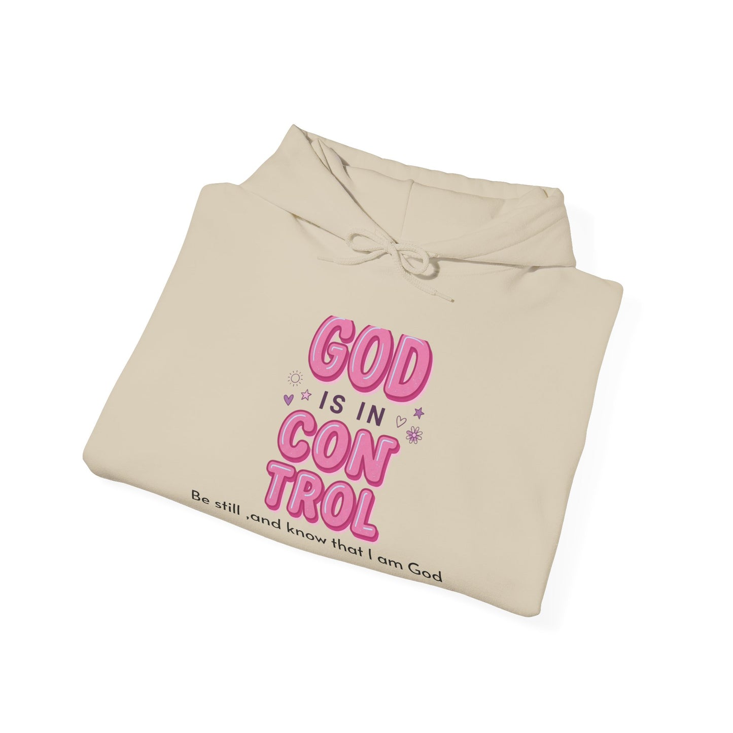 God Is in Control Hoodie | Christian Rainbow Script, Playful Faith Apparel