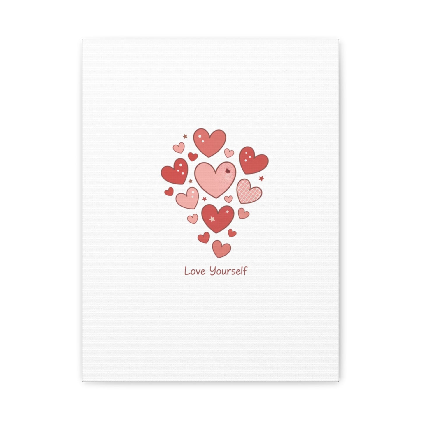 Love Yourself Canvas Wall Art — Watercolor Hearts Inspirational Home Decor