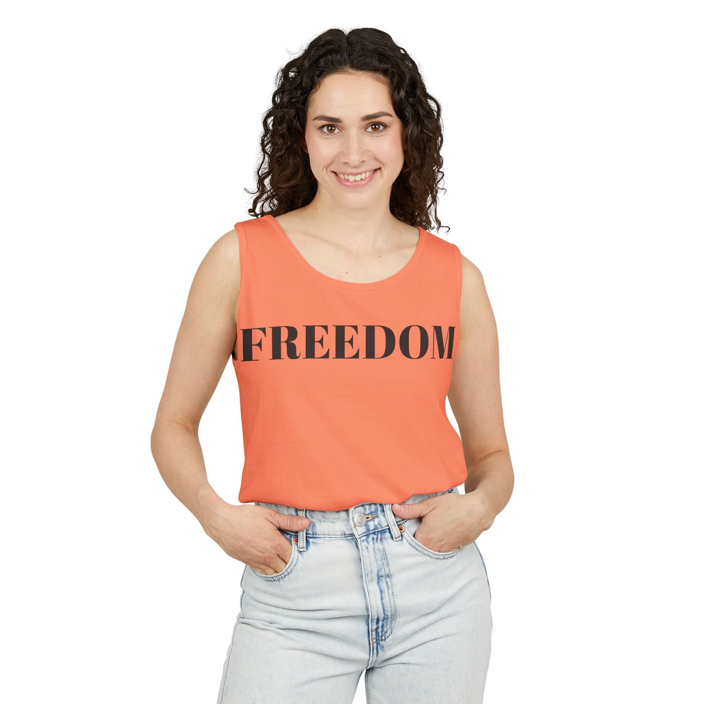 Freedom Unisex Garment-Dyed Tank Top - Comfortable Summer Wear, Casual Lounge, Outdoor Fitness, Inspirational Gift, Vacation Apparel