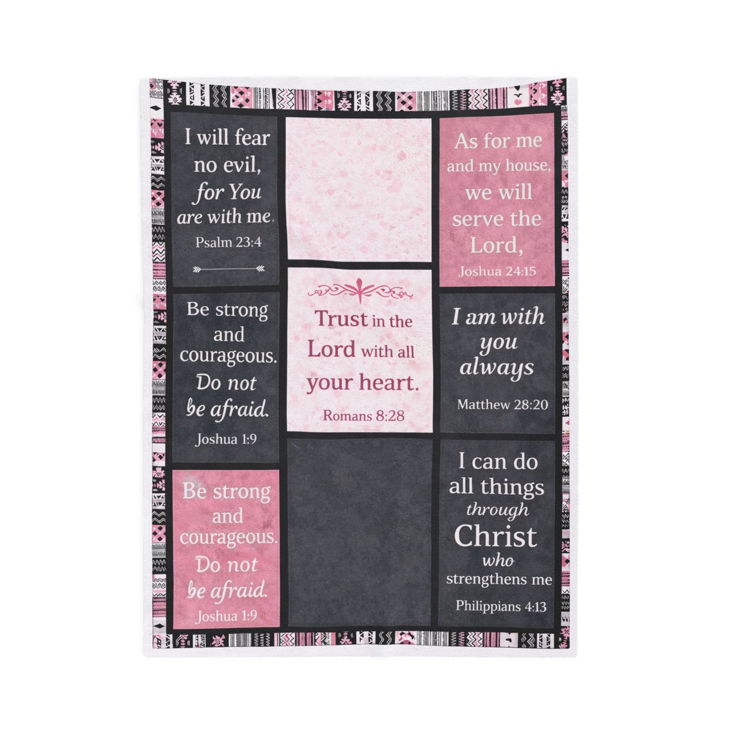 Inspirational Scripture Velveteen Plush Blanket — Christian Bible Verse Throw (Psalm, Joshua, Romans, Matthew, Philippians)