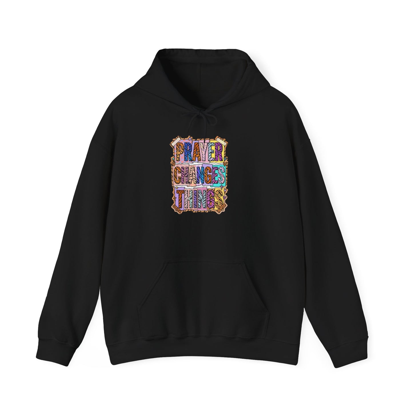 Prayer Changes Things Hoodie | Christian Rainbow Scripture Design
