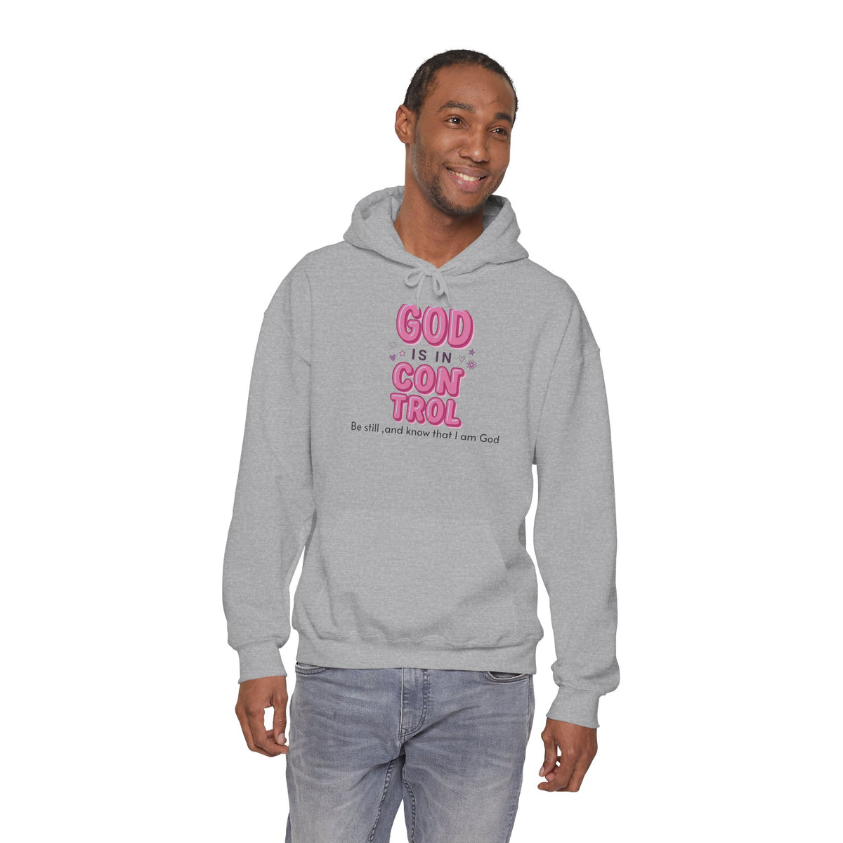 God Is in Control Hoodie | Christian Rainbow Script, Playful Faith Apparel