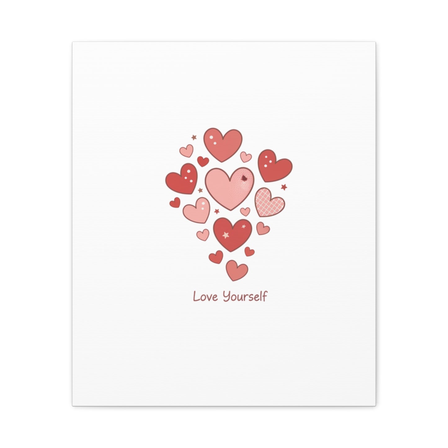 Love Yourself Canvas Wall Art — Watercolor Hearts Inspirational Home Decor