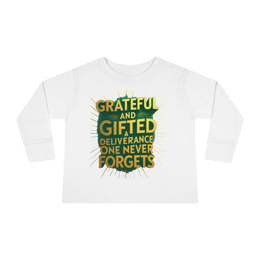 Toddler Long Sleeve Tee with 'Grateful and Gifted' Design, Kids Gift, Fall Fashion, Birthday Outfit, Baby Shower Gift, Inspirational [...]