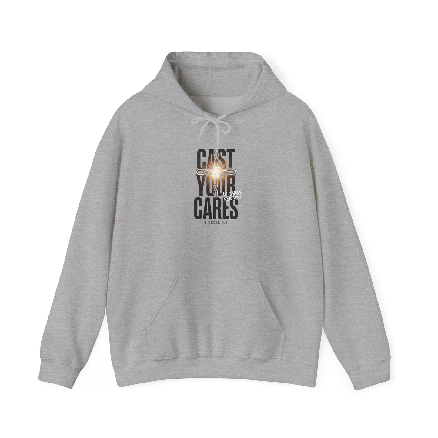 Cast Your Cares Hoodie | Christian Streetwear, Scripture Distressed Typography