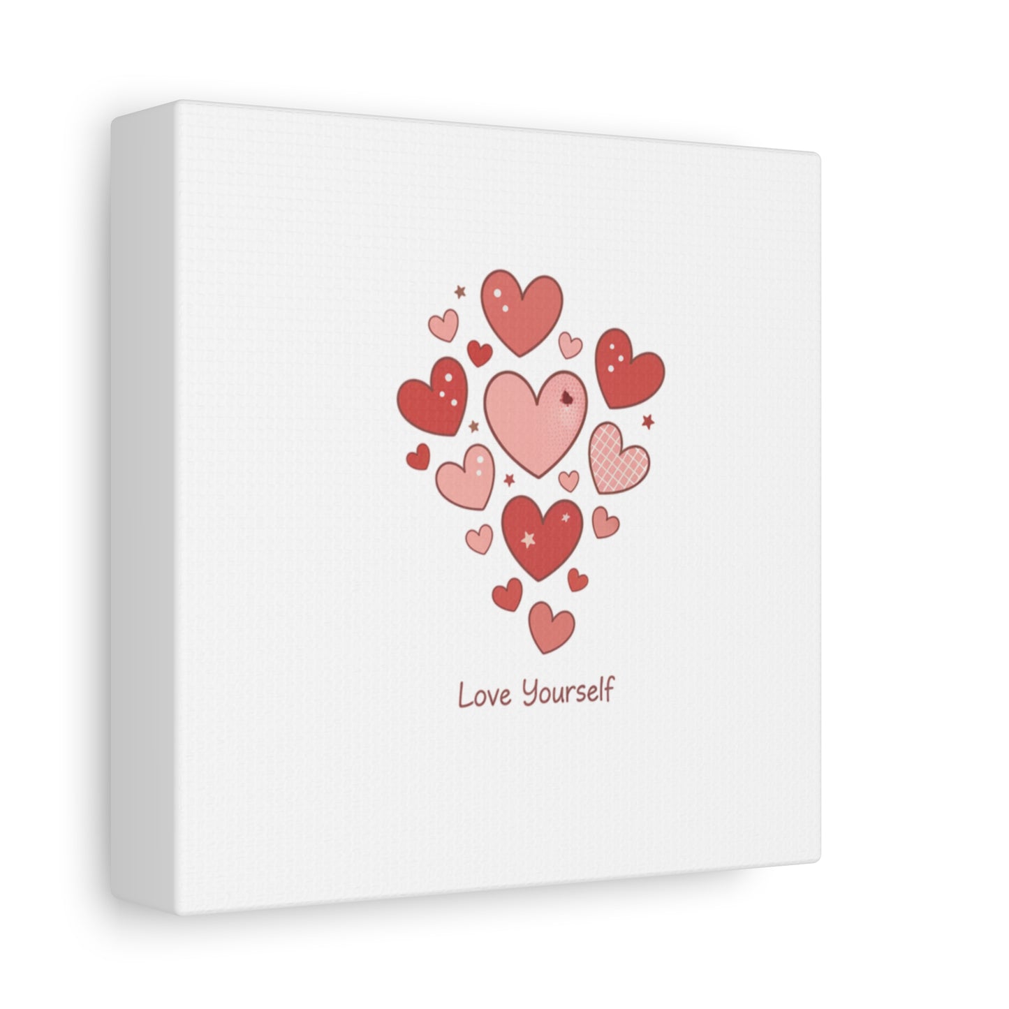 Love Yourself Canvas Wall Art — Watercolor Hearts Inspirational Home Decor