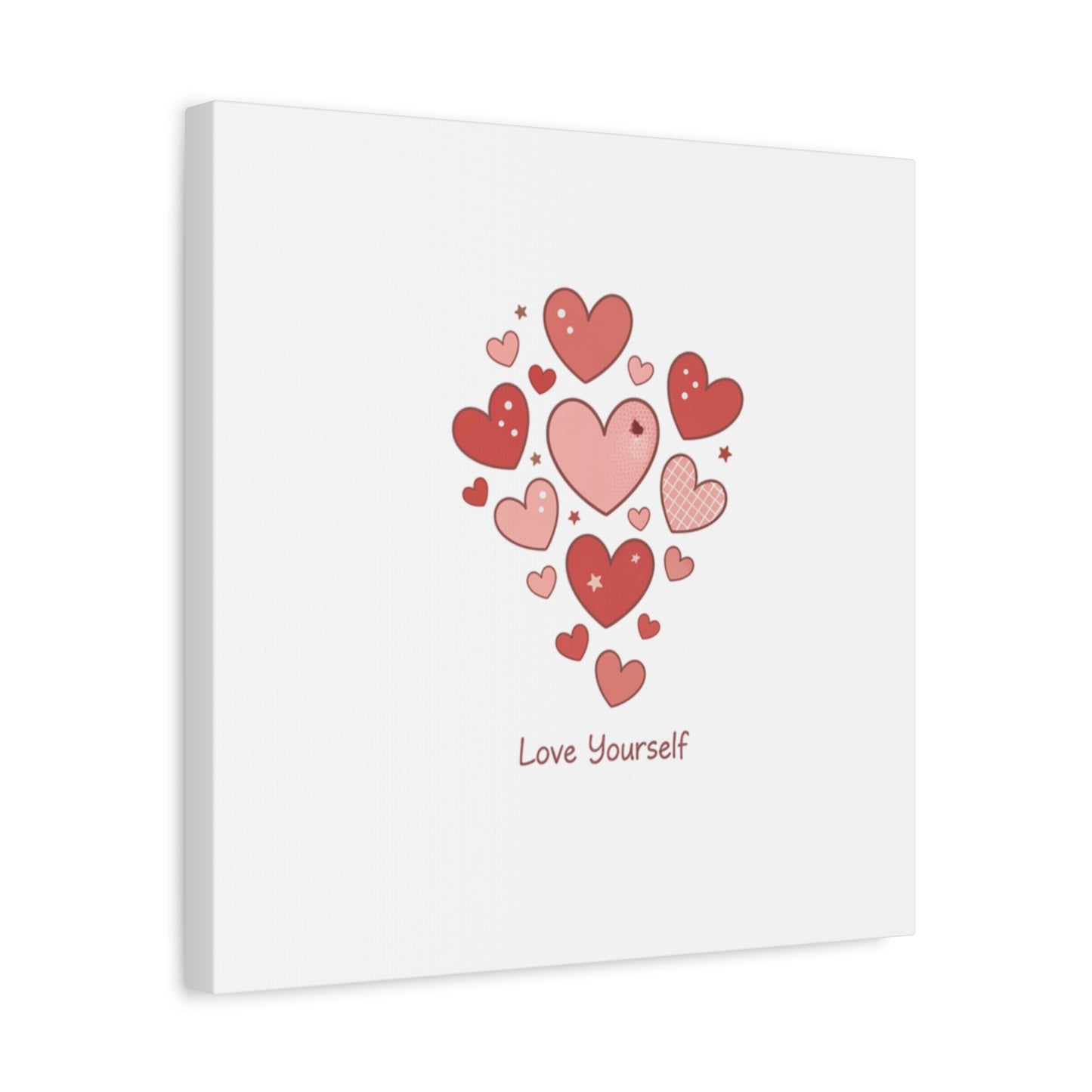Love Yourself Canvas Wall Art — Watercolor Hearts Inspirational Home Decor
