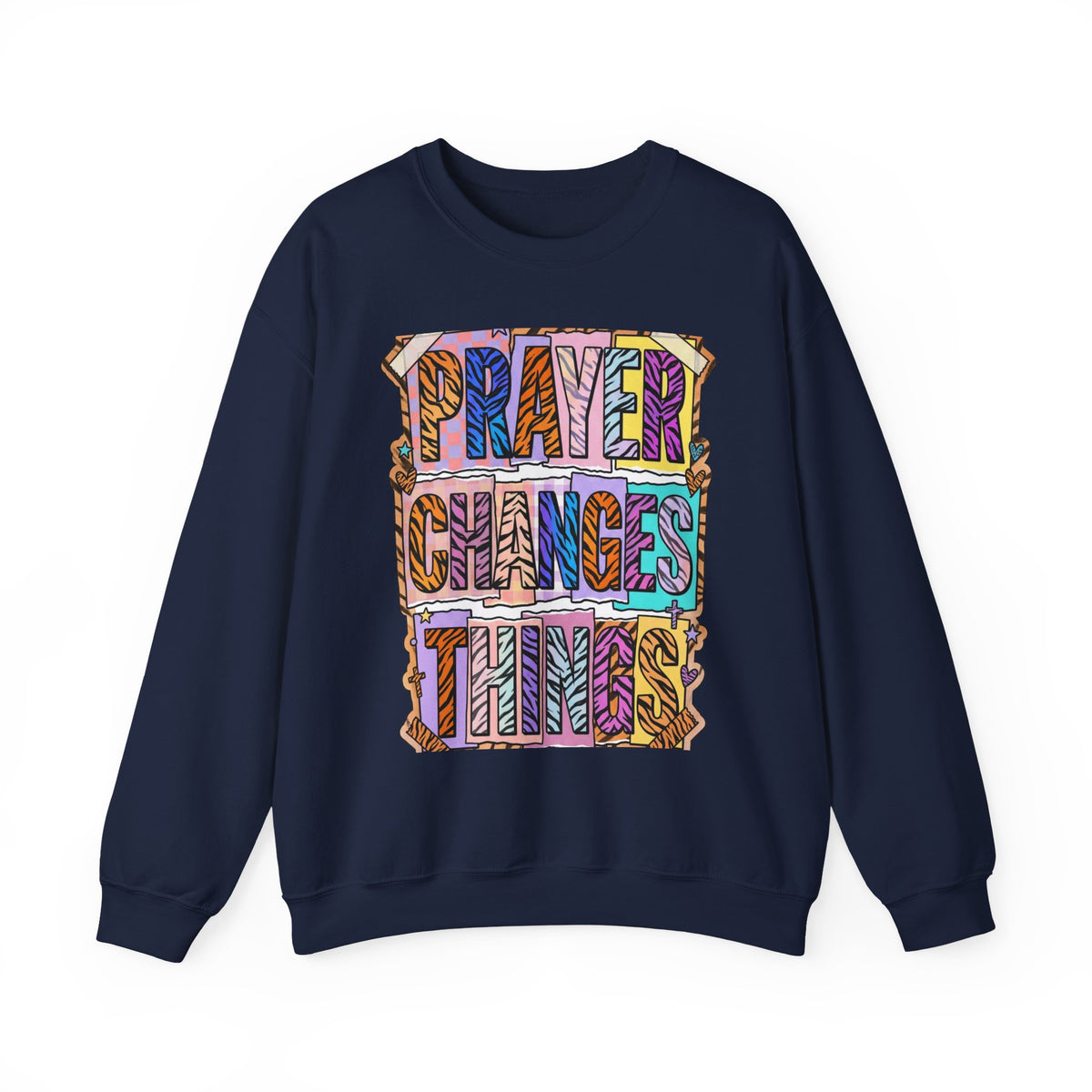 Prayer Changes Things Sweatshirt | Christian rainbow scripture, mixed-font faith